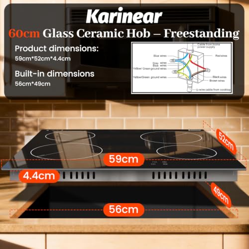Thumbnail 6 de Karinear Electric Ceramic Hob 60cm: 4 Zone, Touch Control