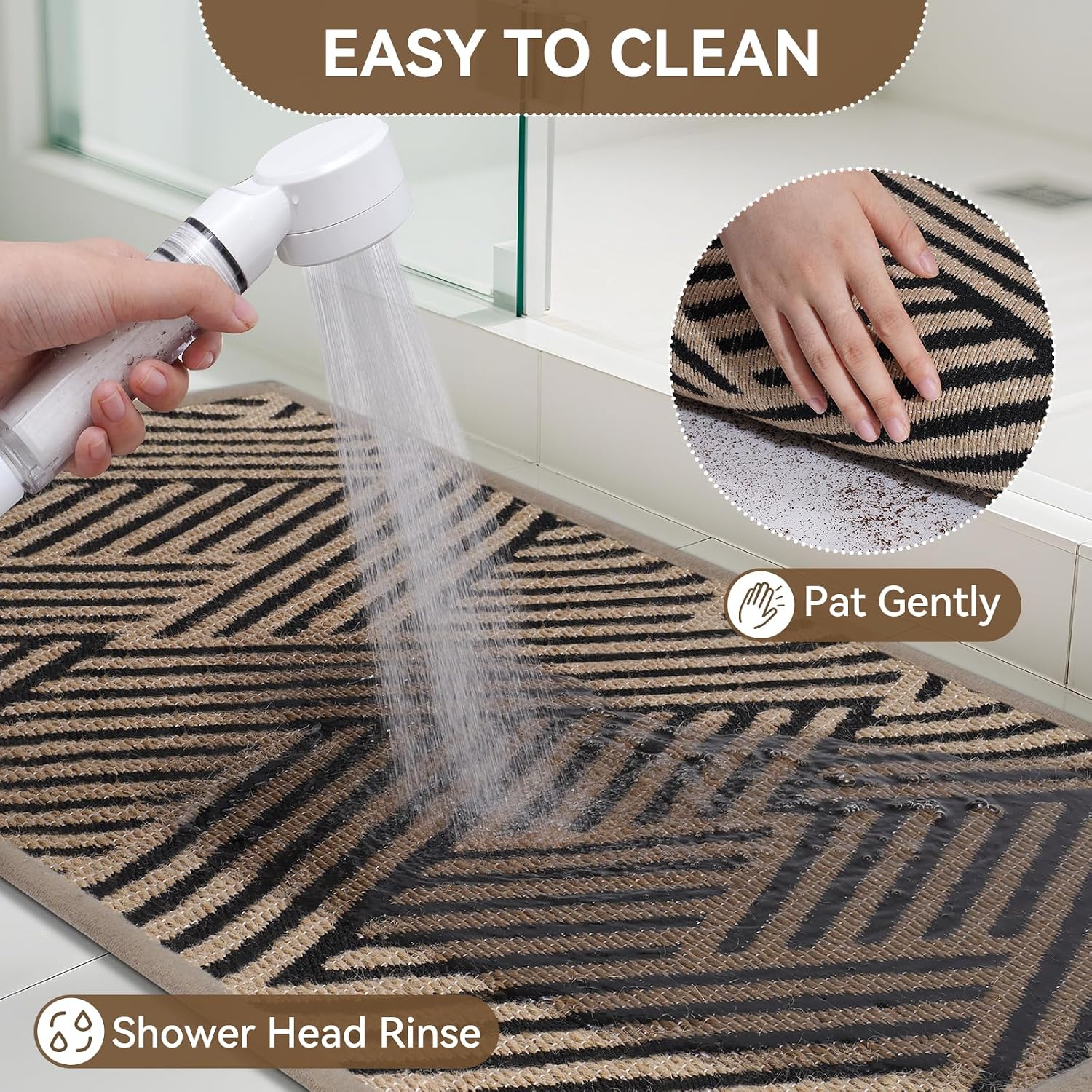 Thumbnail 6 de QiCaiJia Brown Doormat, 17" x 30", Low-Profile with Rubber Backing