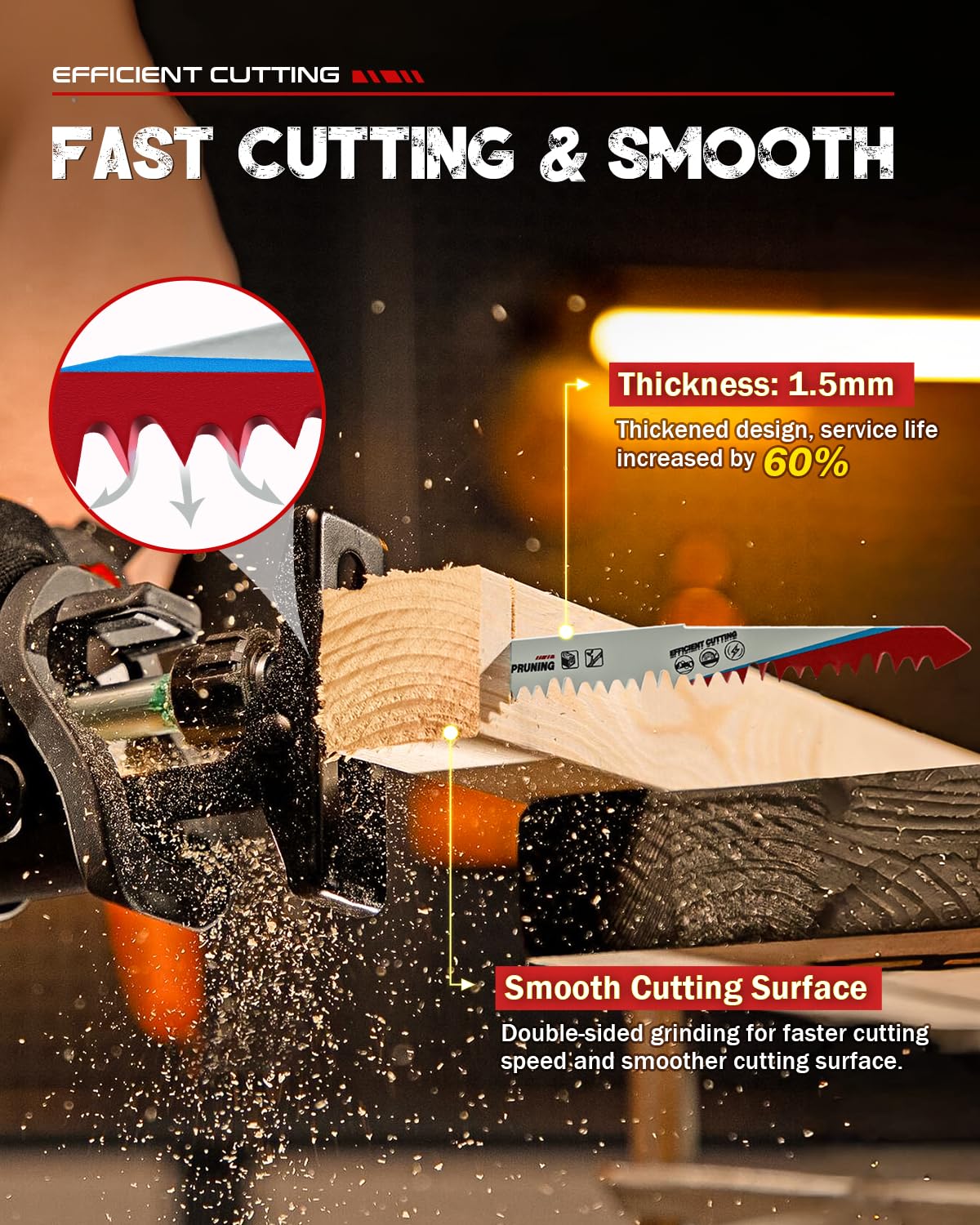 Detalle 1 de THYENTUL R1 9-Inch Pruning Reciprocating Saw Blades, 5 TPI, High-Carbon Steel