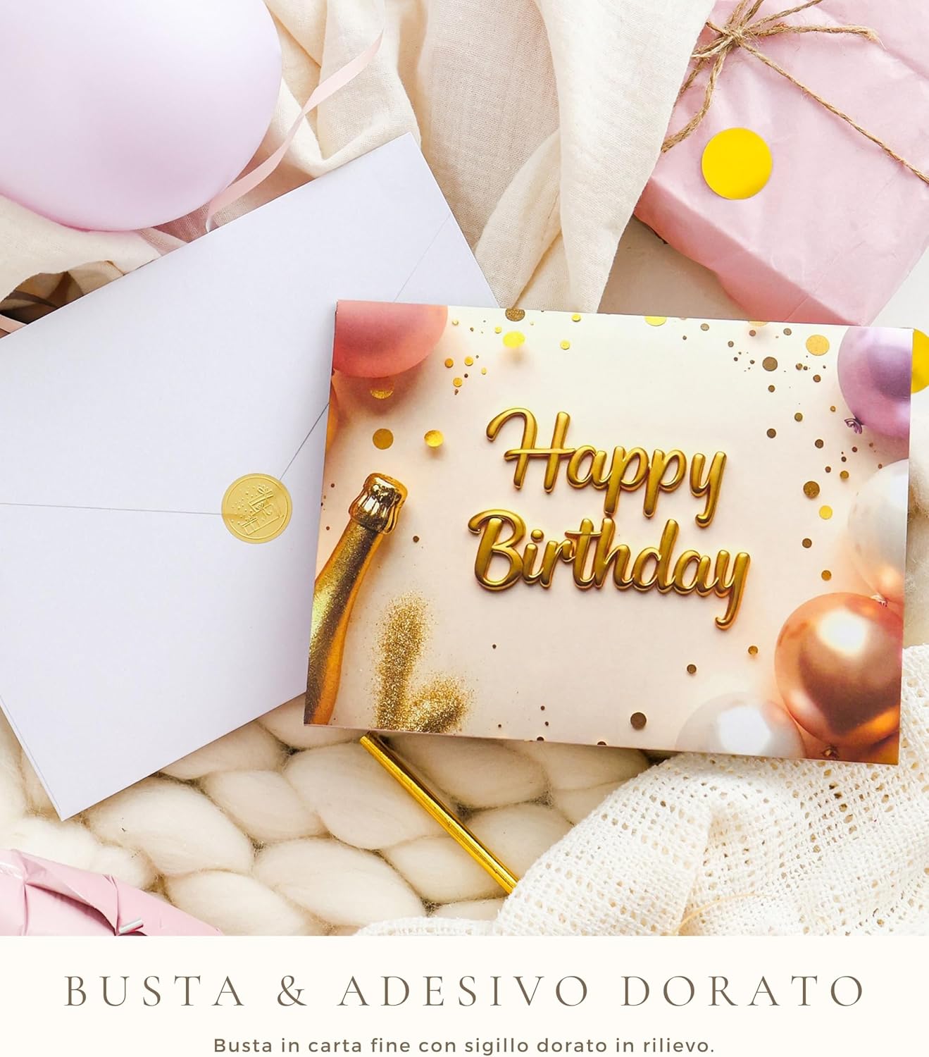 Detalle de Joli Coon Biglietto auguri 90 anni donna – musica, luce e 3D con busta inclusa