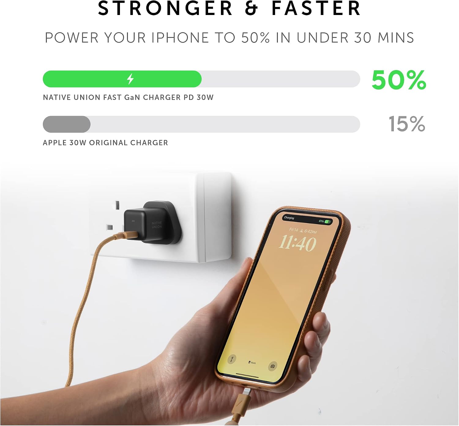 Detalle 2 de Native Union Fast GaN Charger PD 30W (USB-C Power Delivery) – Ultra-compact 90% recycled housing