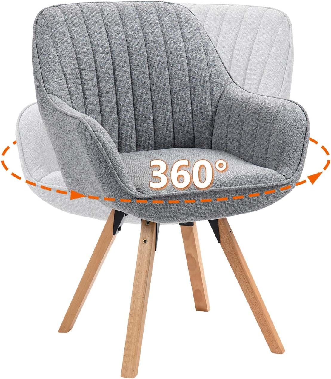 Detalle 2 de MEUBLE COSY sedia girevole a 360° per pranzo e ufficio, imbottita in tessuto con schienale e braccioli (grigio)