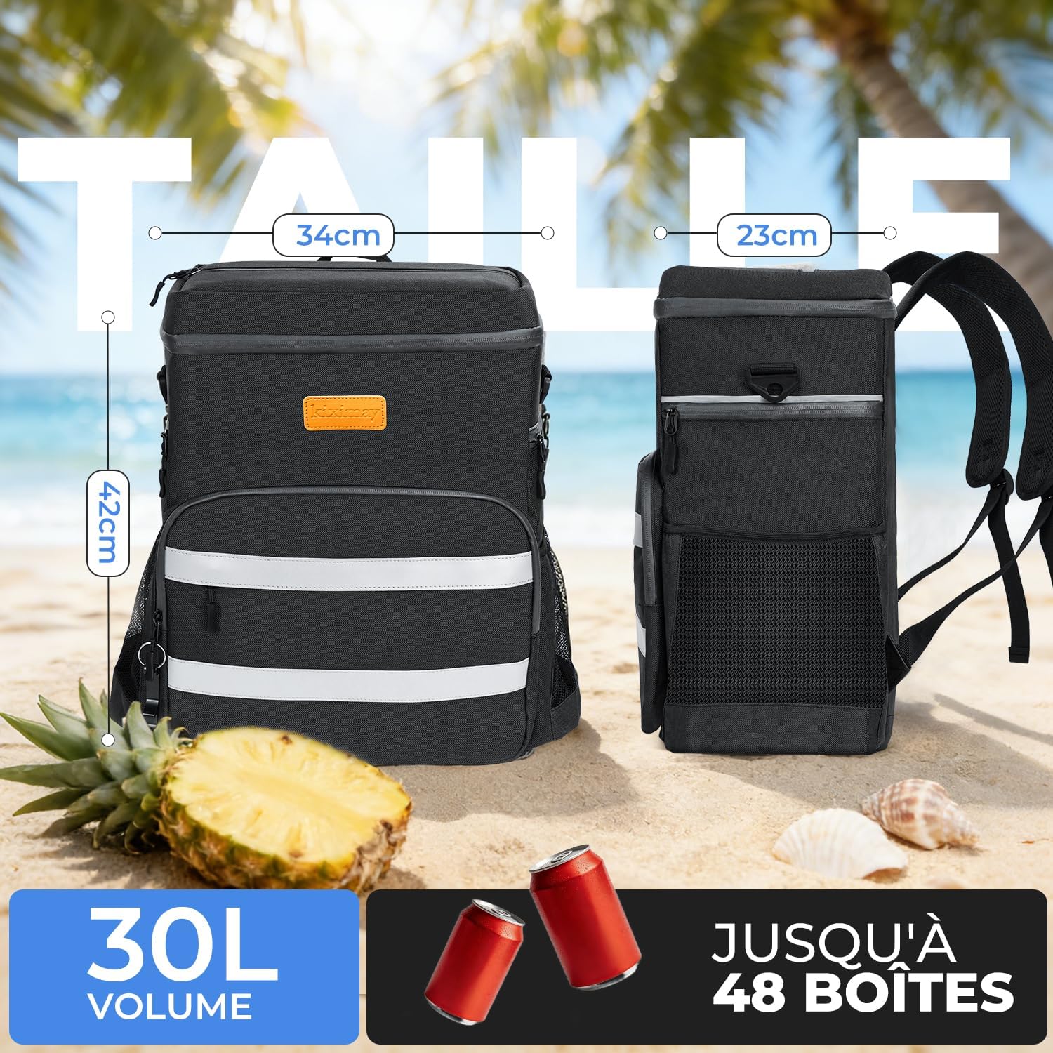 Detalle 2 de Sac à Dos Isotherme 30L Pliable – Grand Capacité, Maintien au Frais 24H, Imperméable et Léger
