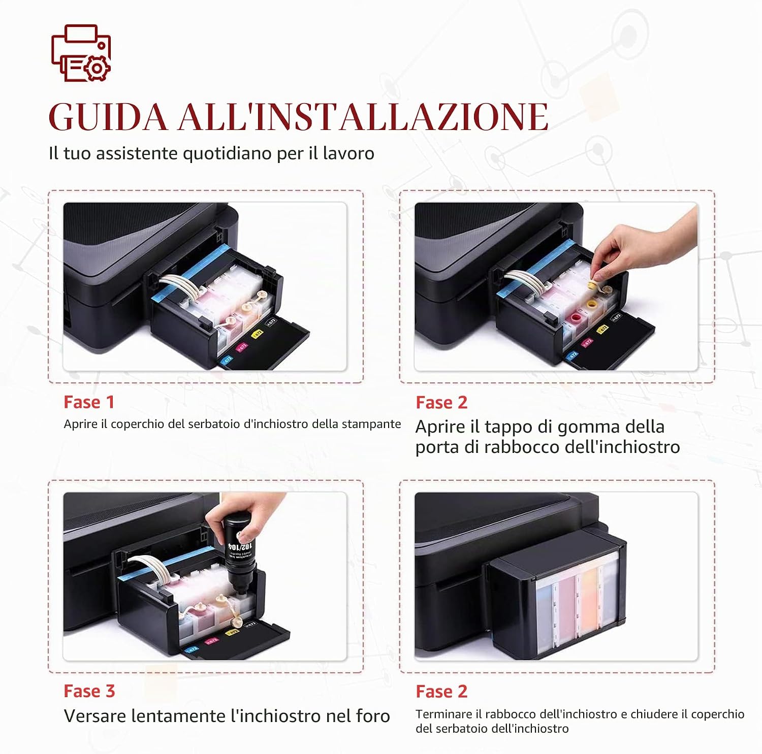 Thumbnail 2 de Toner Kingdom 102/104 Inchiostro Compatibile per Epson EcoTank: Kit a 4 colori (Nero, Ciano, Magenta, Giallo)