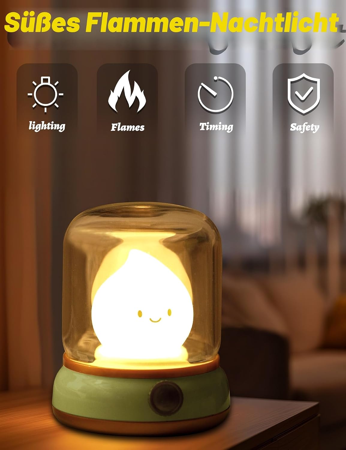 Thumbnail 2 de IHALO Kinder-Nachtlicht mit Touch-Dimmung, Timer und Akku (USB), warmweißes Stilllicht