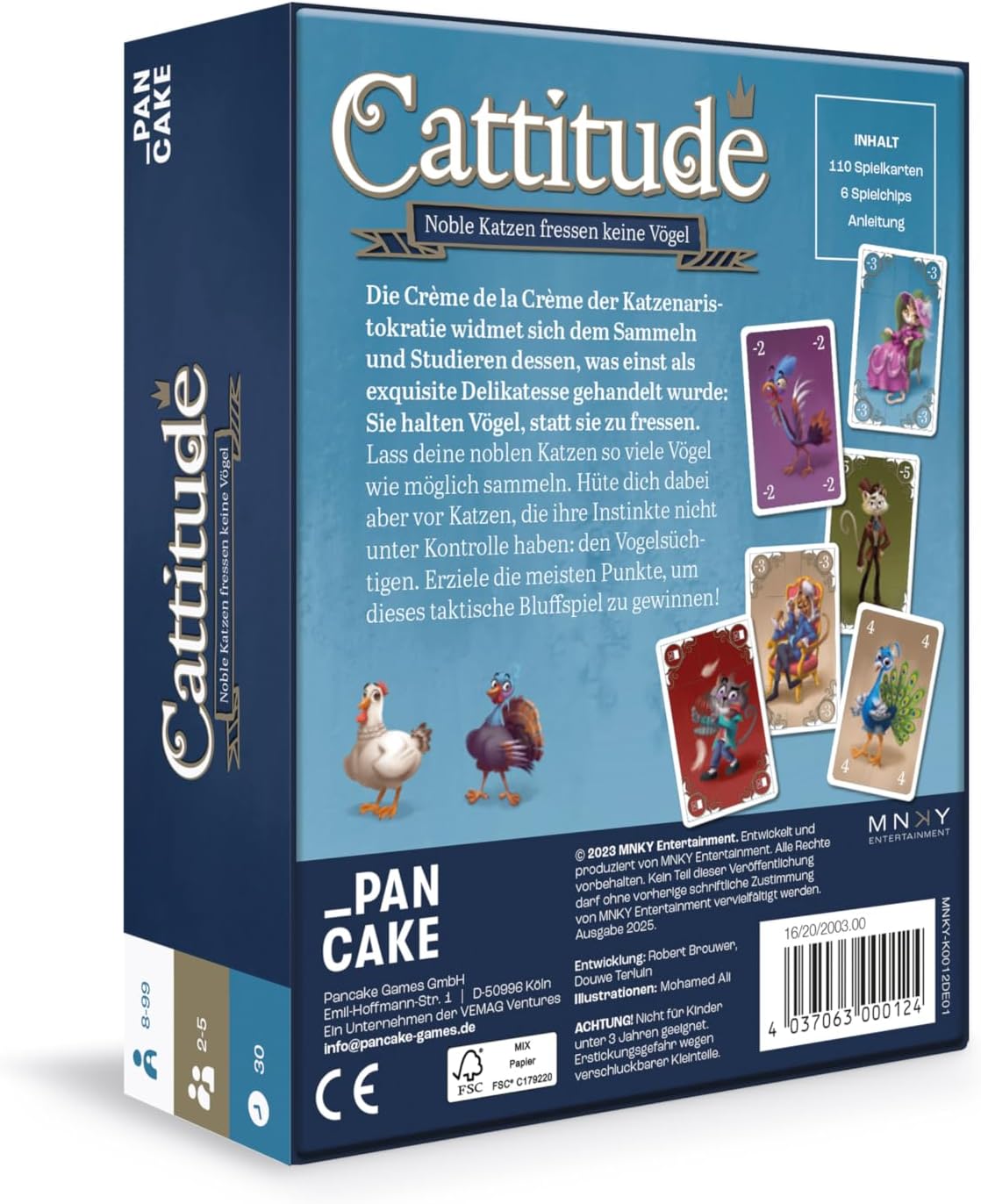 Thumbnail 1 de Pancake Games Cattitude. Noble Katzen fressen Keine Vögel – Kartenspiel für 2–5 Spieler, ab 8 Jahren, ca. 30 Minuten, weiß