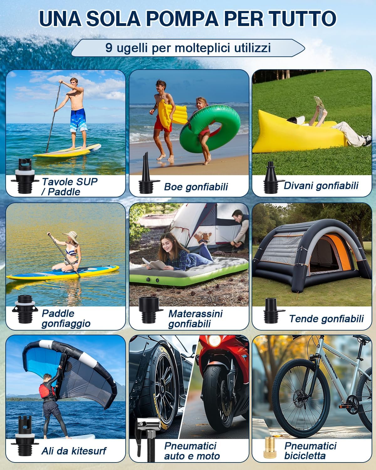 Thumbnail 6 de Pompa SUP elettrica 50 PSI 12V DC con gonfiaggio/sgonfiaggio automatico a 3 stadi