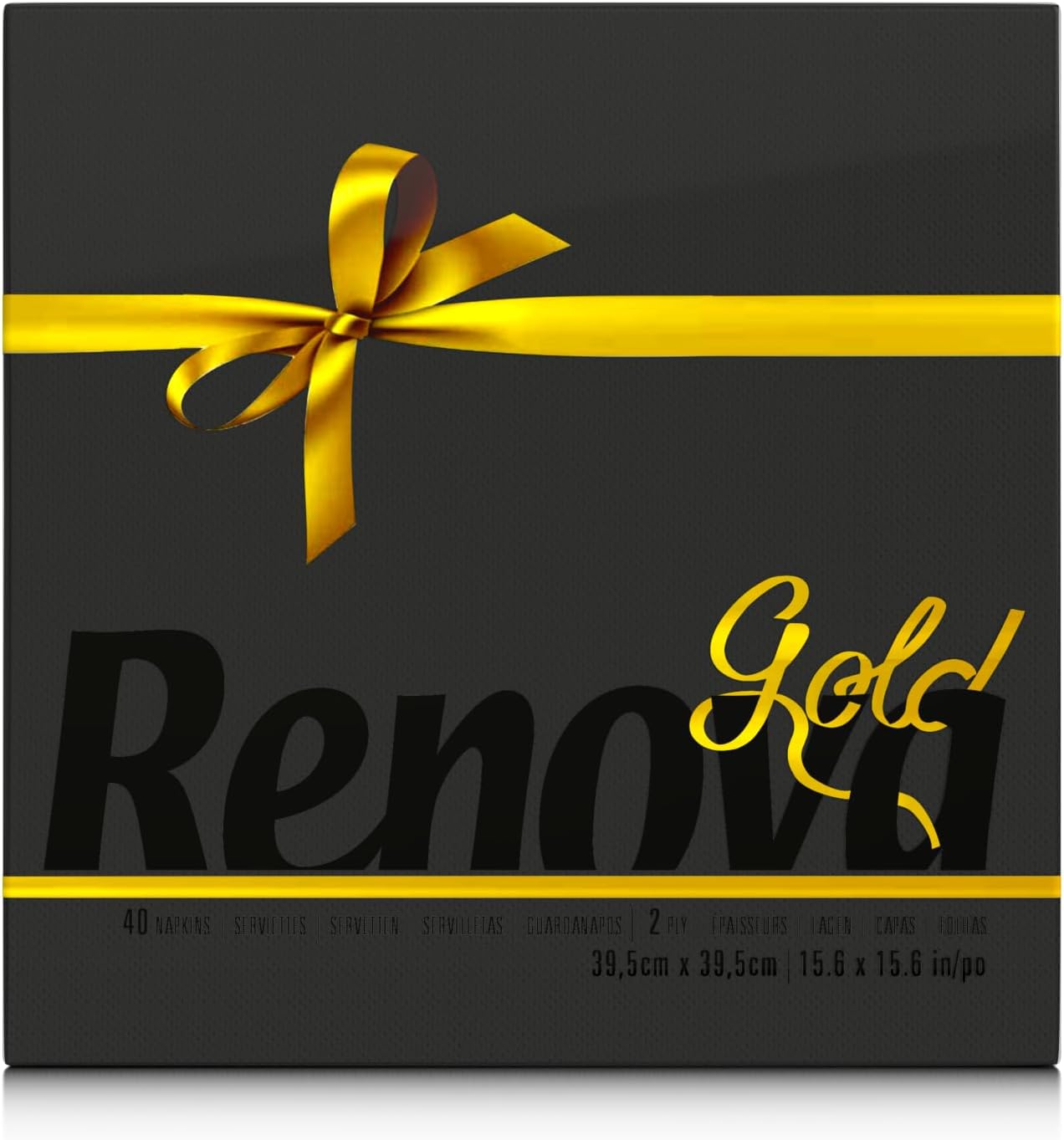 Detalle de Renova 200073377 – czarne serwetki papierowe 39 × 39 cm, 2-warstwowe