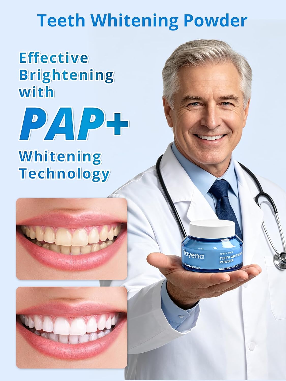 Detalle de Updated Design Teeth Whitening Powder with Hydroxyapatite, 50g