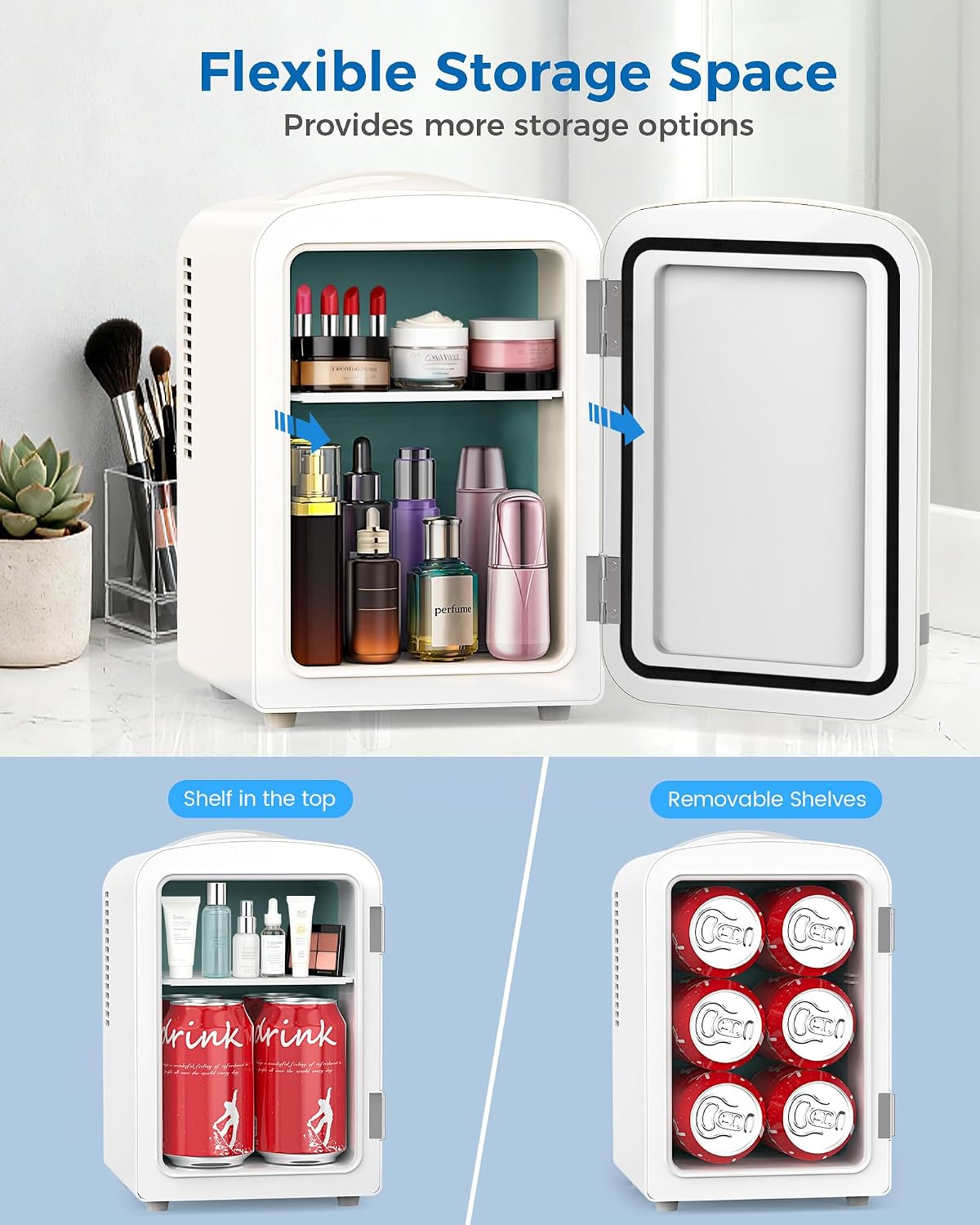 Detalle 2 de Electactic LY2504L2 Mini Cosmetic Fridge, 4L, AC/DC Power, White
