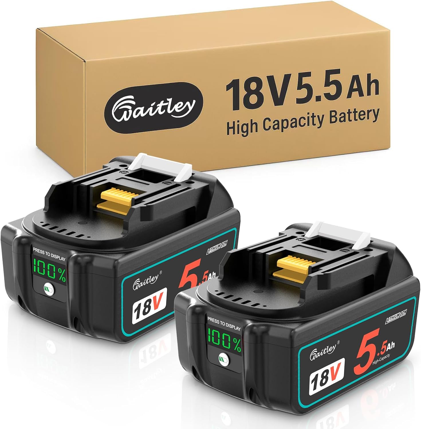 2X Waitley Batterie de Rechange Li-Ion 5500 mAh 18 V pour Makita – Fiabilité et autonomie pour vos outils 18V