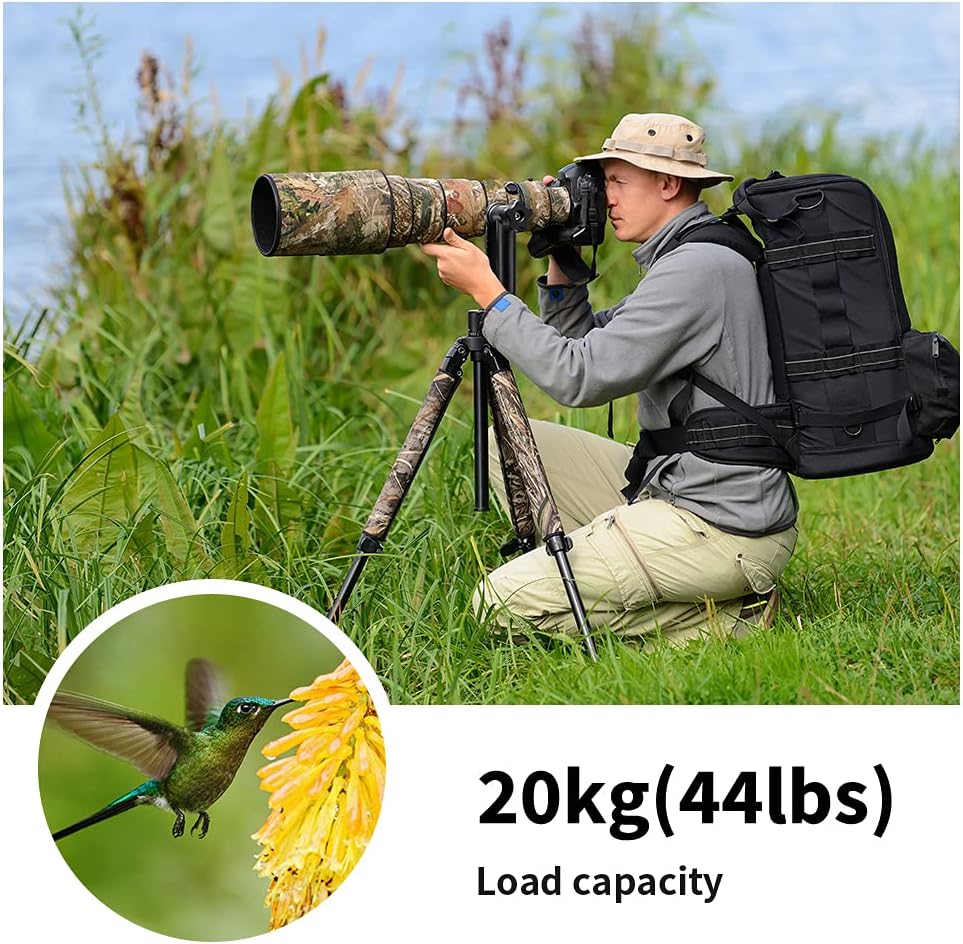 Detalle de K&F CONCEPT 360 Degree Panoramic Gimbal Tripod Head with 1/4in Quick Release Plate (load up to 20kg/44lbs)