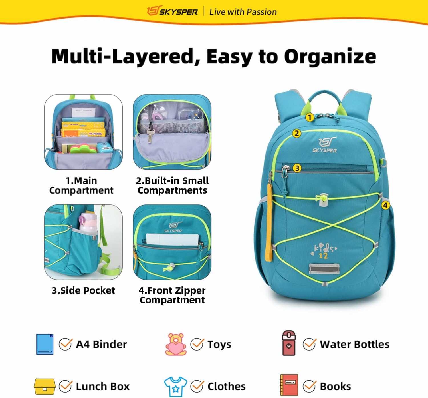 Thumbnail 3 de SKYSPER Kinderrucksack Wandern für 3–8 Jahre – komfortabler Rucksack für Jungen & Mädchen
