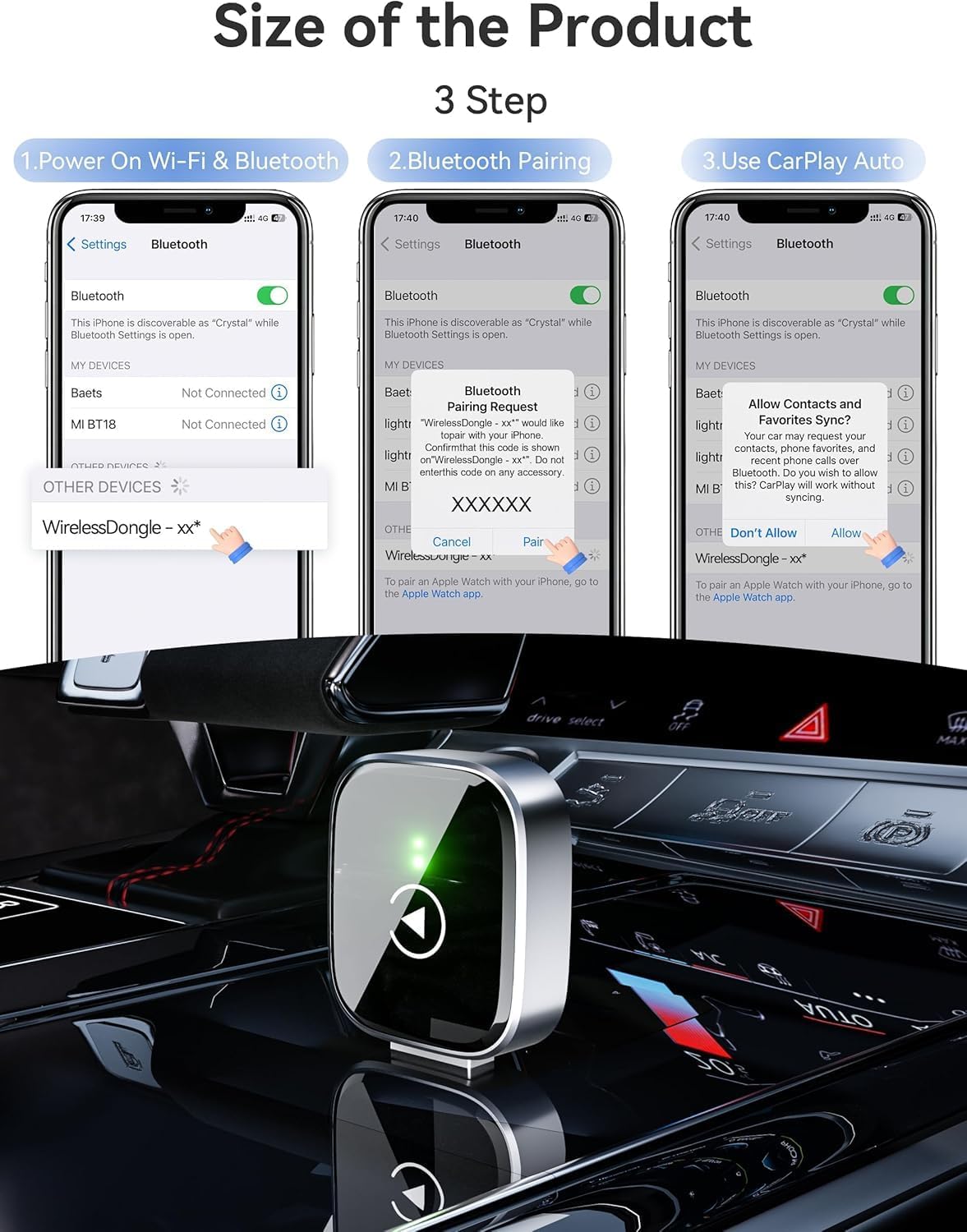 Thumbnail 6 de MZU Adattatore Wireless CarPlay per iPhone (Upgrade plug & play con USB/Type-C)