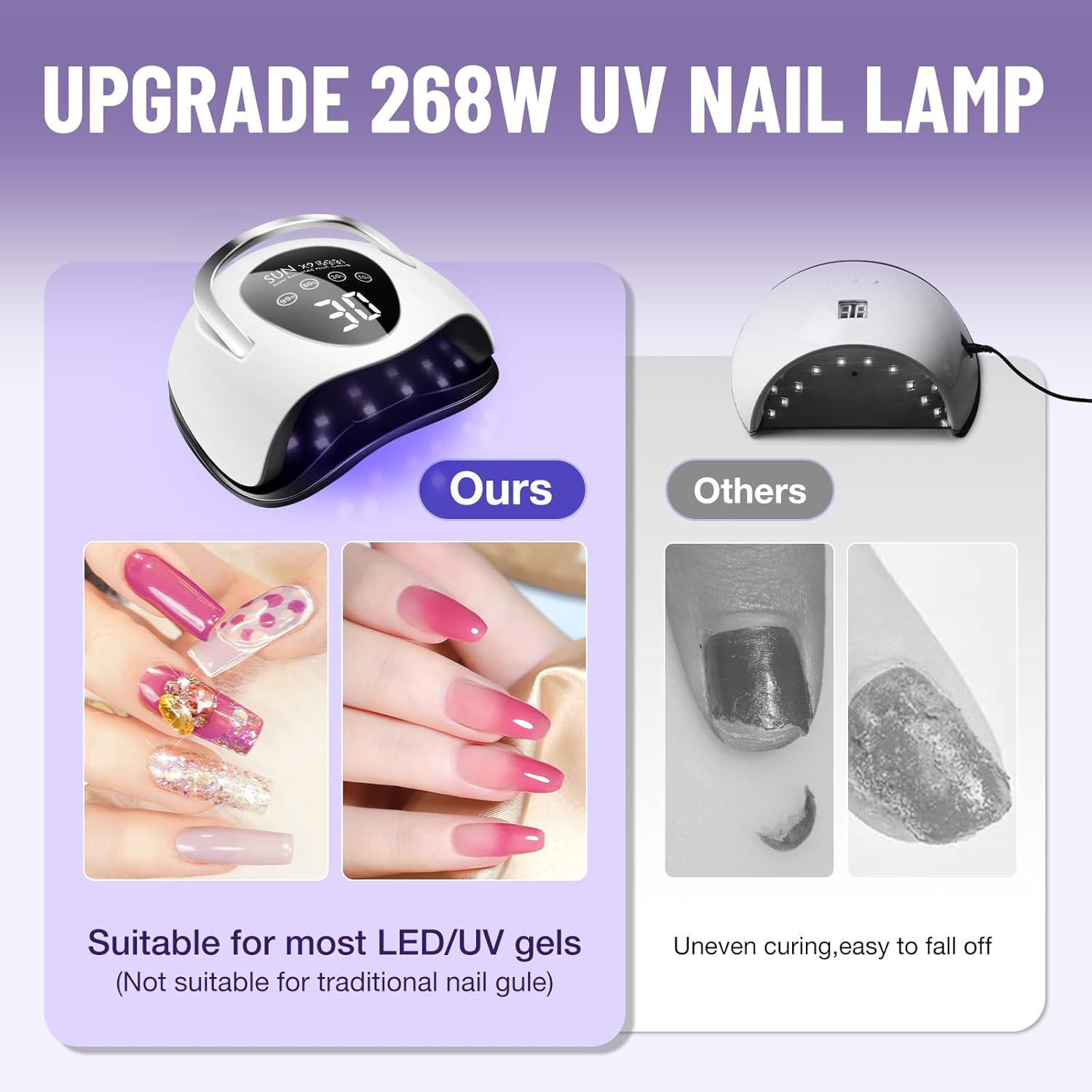 Thumbnail 2 de LadyMisty 268W UV-Lampe für Gelnägel – 57 LEDs, LCD-Touchdisplay & 4 Timer (10/30/60/99 s)