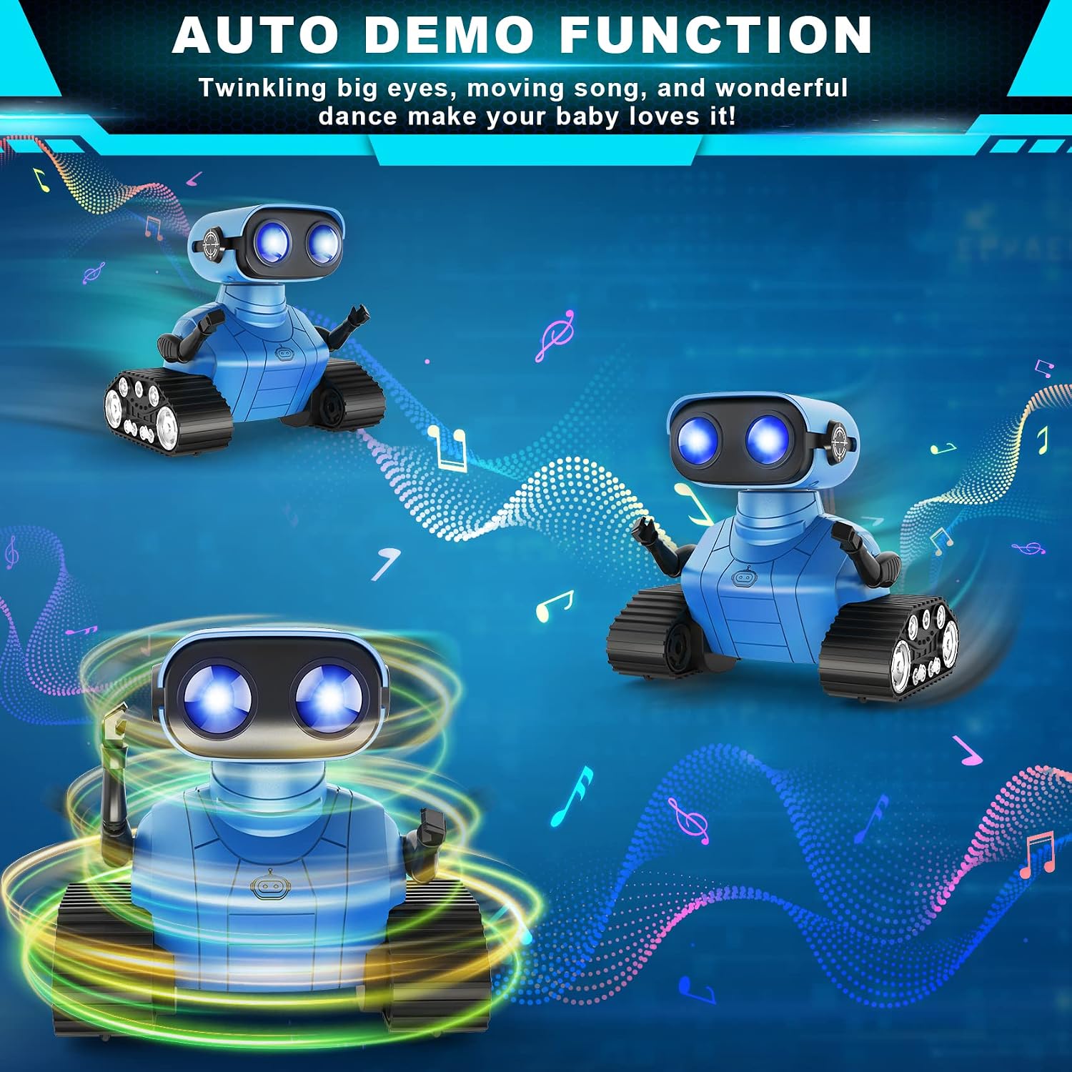 Detalle de Hamourd SQN-008 Remote Control Robot with LED Eyes, Music and Dance Mode