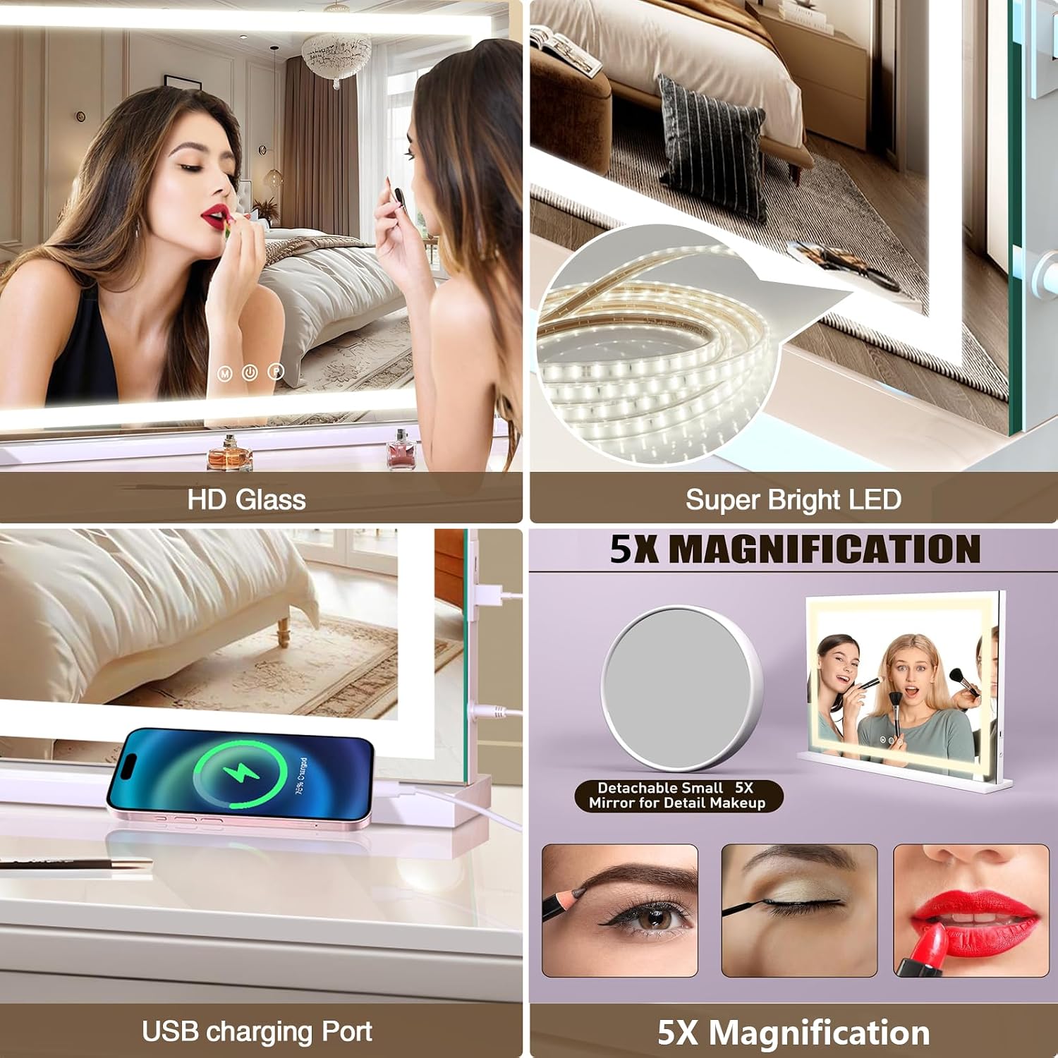 Thumbnail 4 de Halumao Hollywood Vanity Mirror 58x48cm