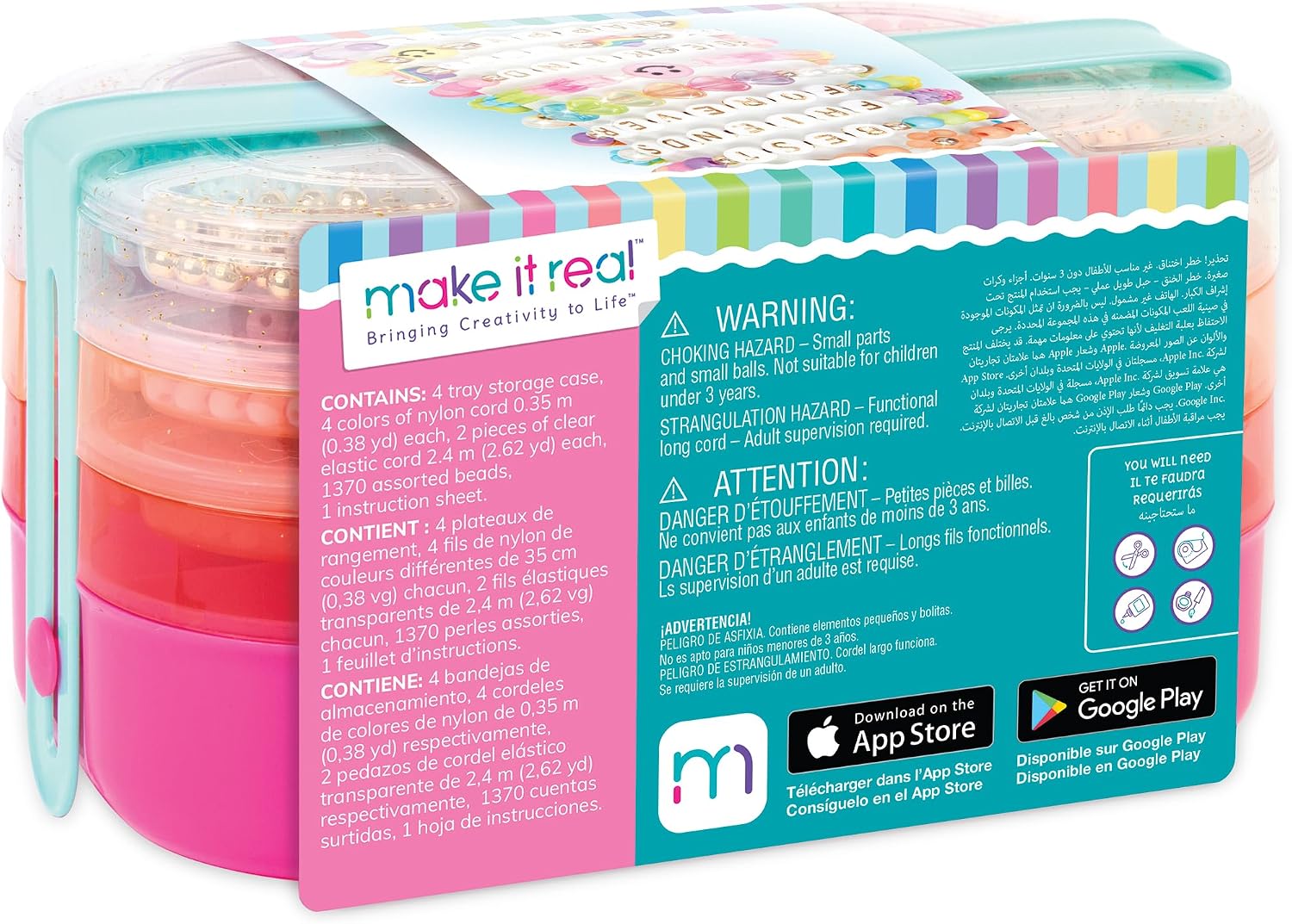 Detalle de Make It Real 1710 Perline 2 Go! Set – Kit creativo portatile per gioielli fai-da-te per bambine
