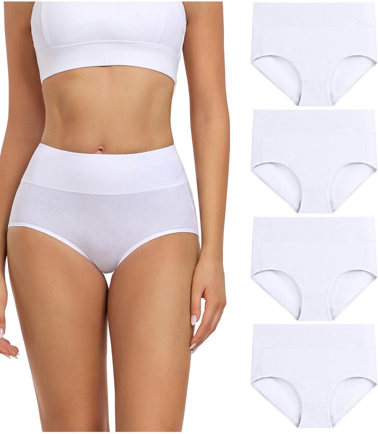 Detalle de wirarpa Damen-Unterhosen Baumwolle – Hoch-Taillenslips, 4er Pack