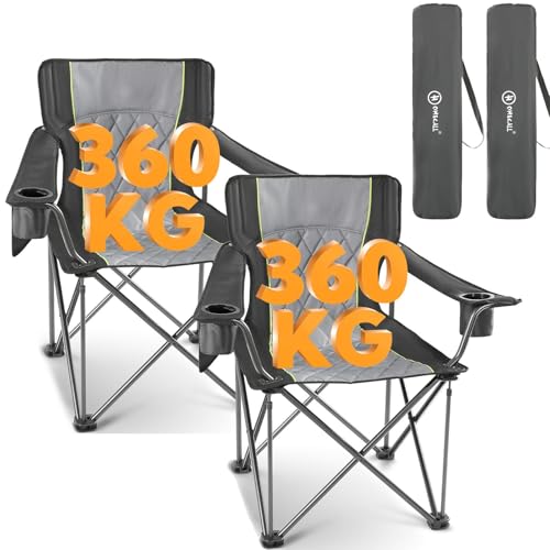 Detalle de Homecall Campingstuhl faltbar bis 360 kg, XXL Hochlehner Klappstuhl 2 Stück