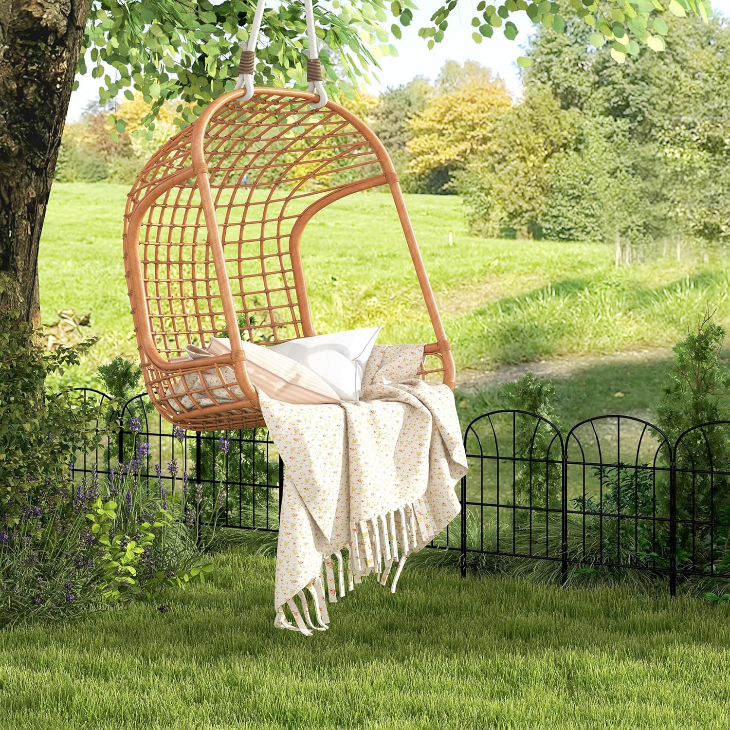 Thumbnail 5 de Outsunny Lot de 8 clôtures décoratives en métal noir – bordures de jardin modulables 264 x 61 cm