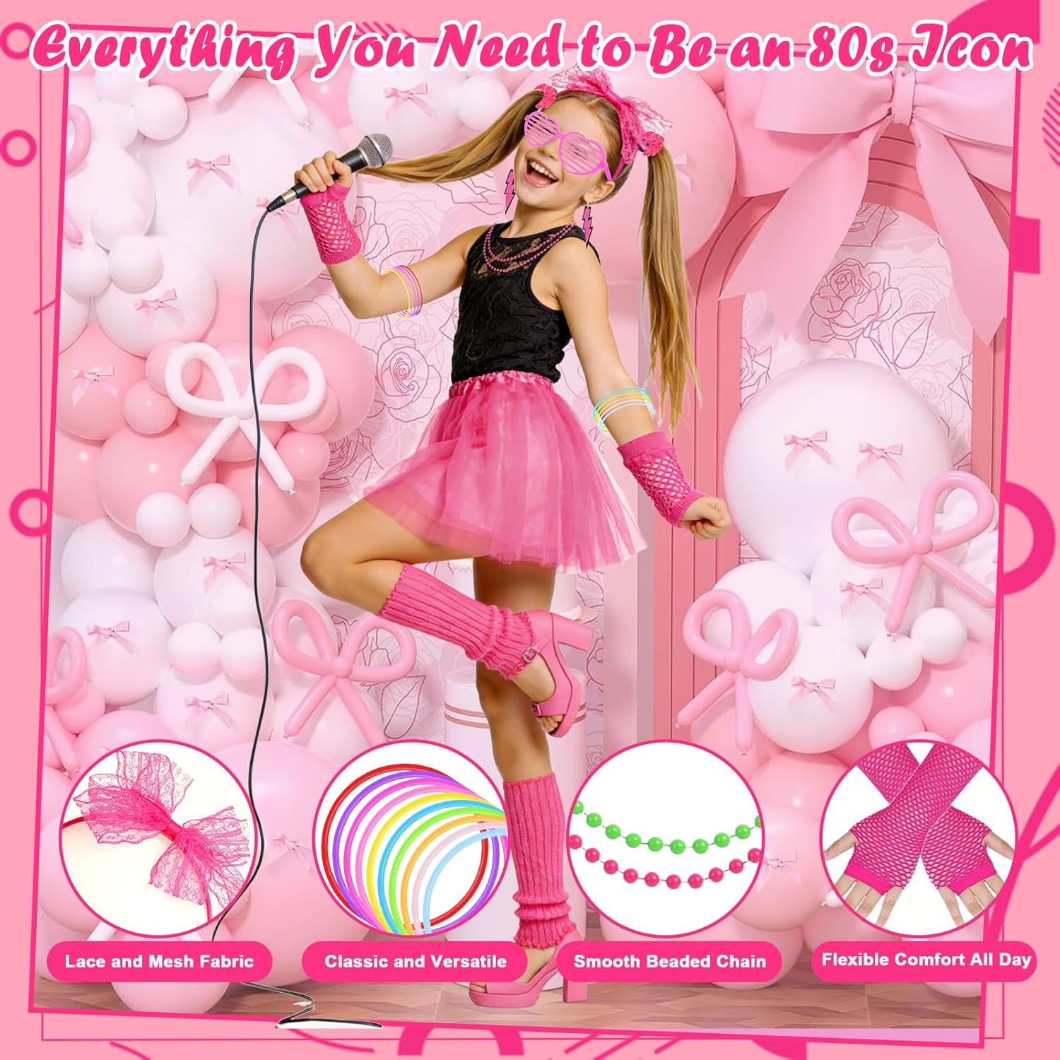 Thumbnail 3 de 80s Fancy Dress for Women: 21-Piece Retro Costume Accessories Set