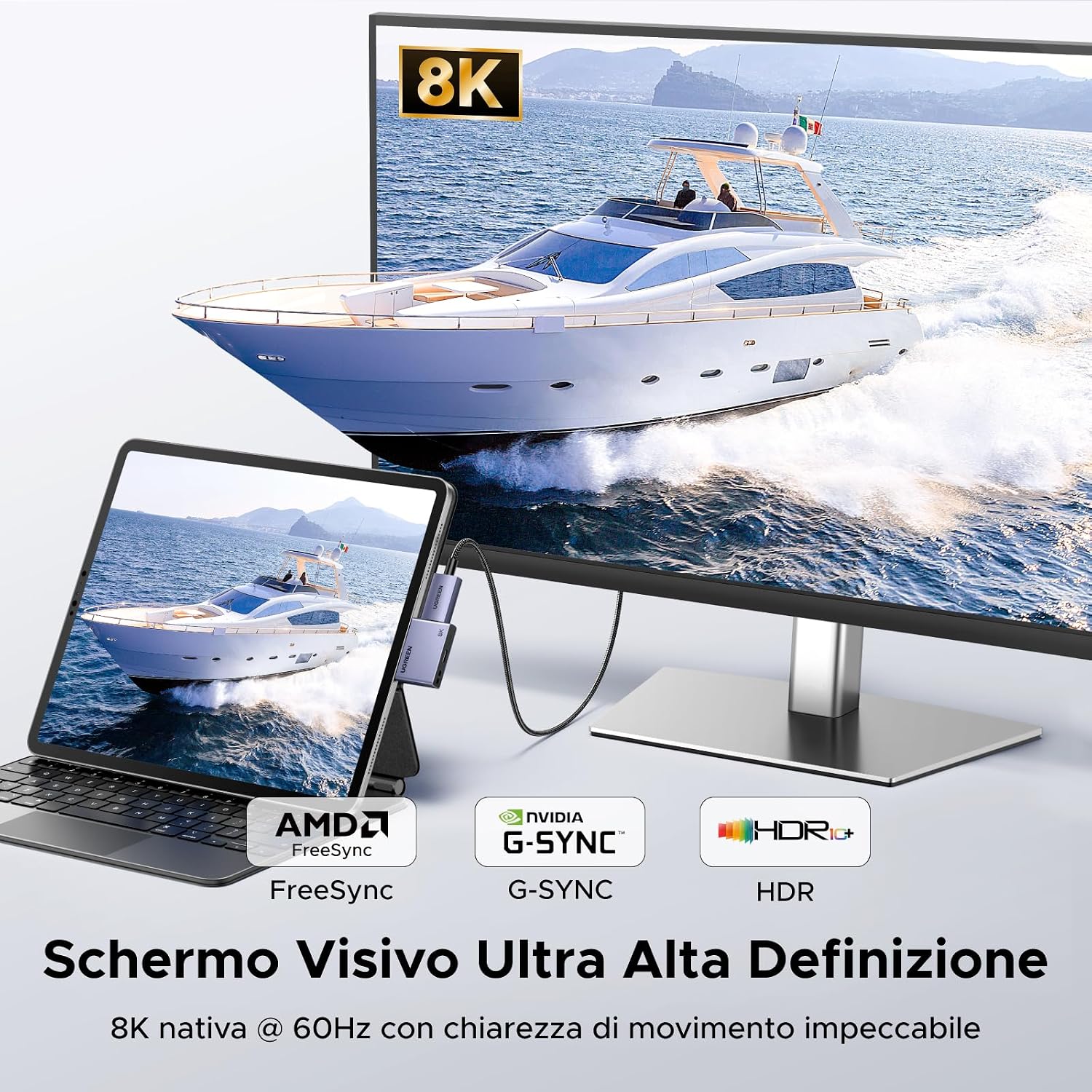 Detalle 2 de UGREEN Cavo USB-C a DisplayPort 1.4 con ricarica PD 100W e fino a 8K 60Hz