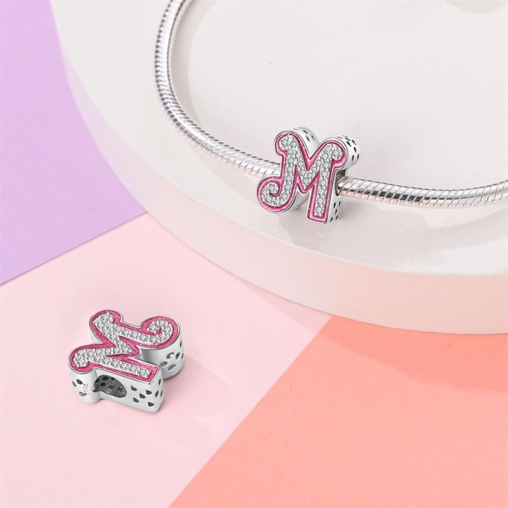 Thumbnail 1 de LNQOBU A-Z Rosa Buchstabe Charms aus 925er Sterling Silber (Anhänger für Armband/Kette)