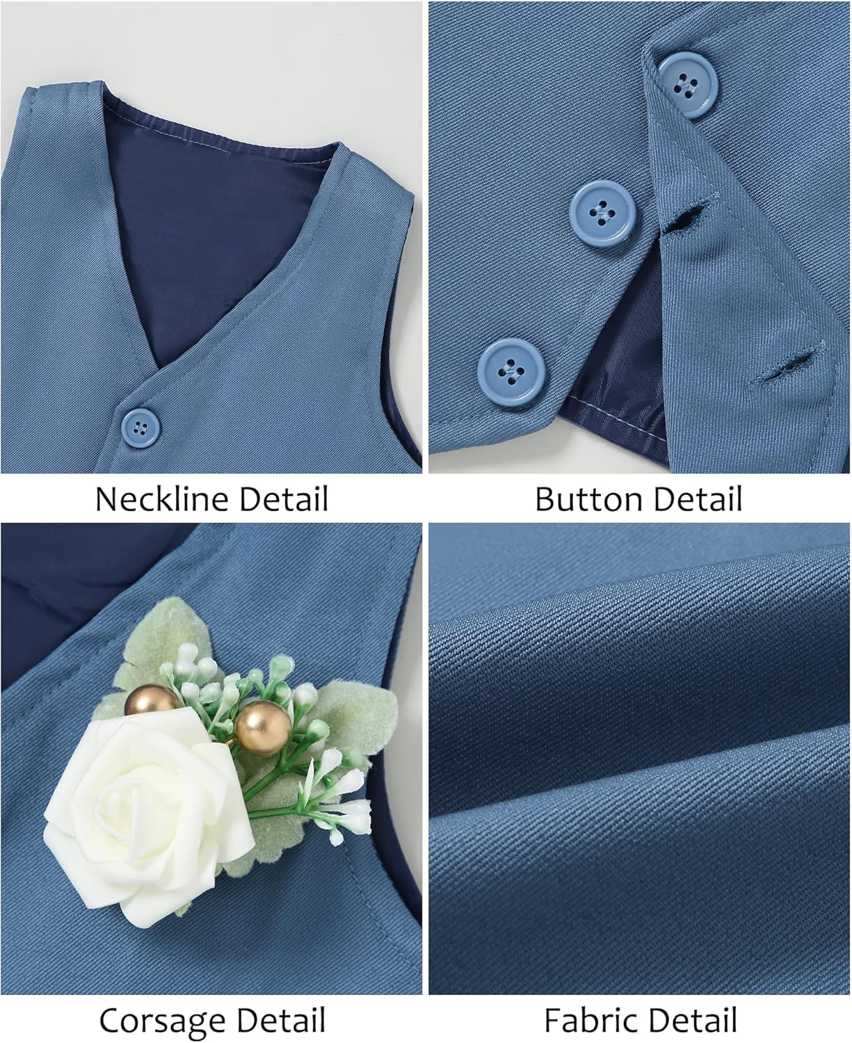 Detalle 1 de Baby-Jungen Gentleman-Set (0–18 Monate) von ZOEREA: Langarm-Strampler mit Fliege, Weste, Korsage & Hosenträger