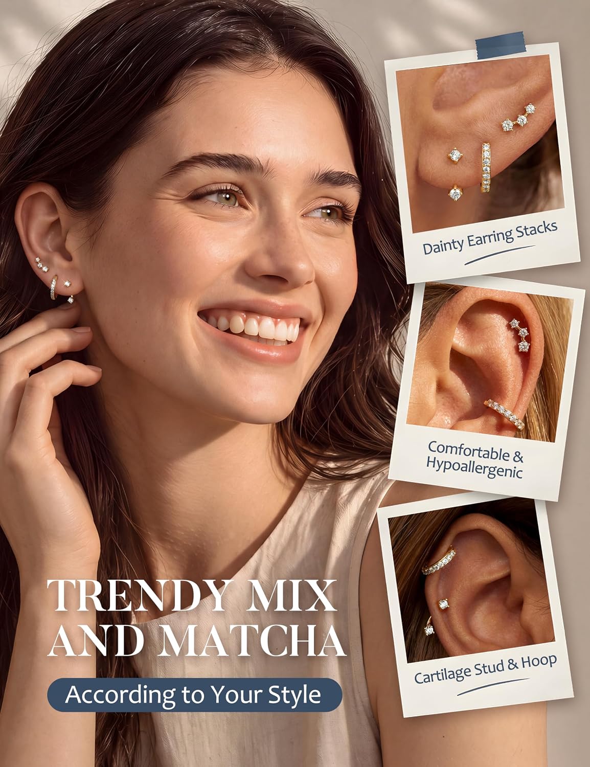 Detalle de FIASASO Earring Set, 3 Pairs