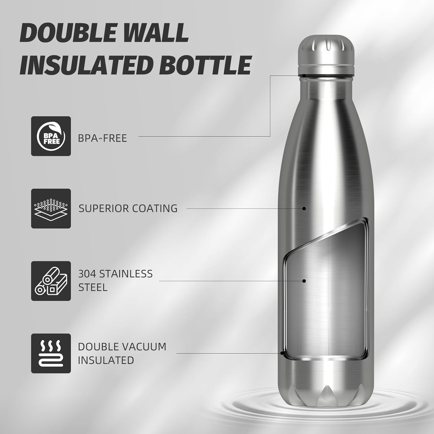 Thumbnail 4 de WATERSY 500ml Stainless Steel Insulated Water Bottle