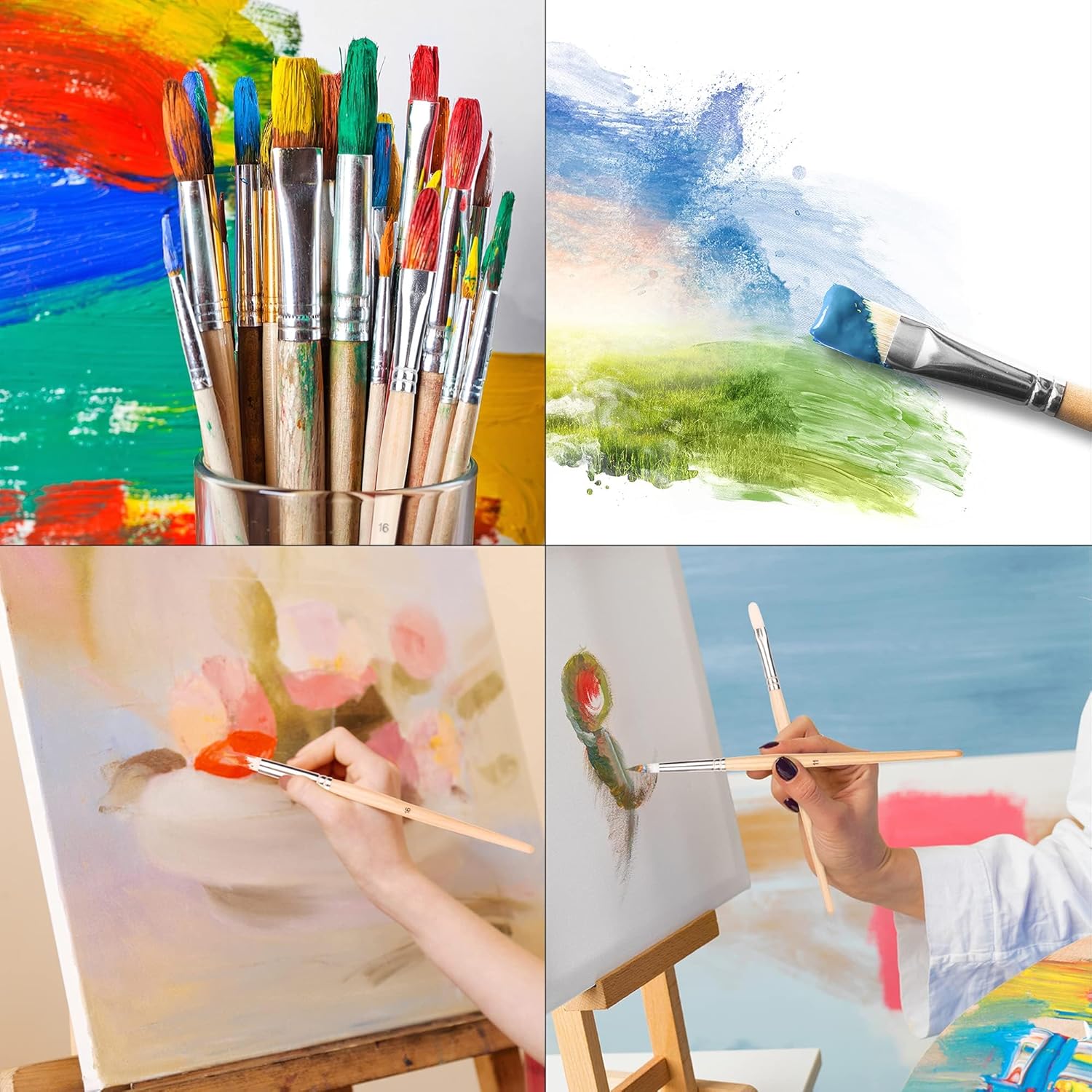 Thumbnail 6 de Lot de 24 pinceaux Amazon Basics en bois, 24 tailles pour peinture (adultes et enfants)