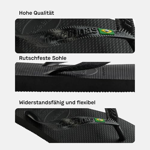 Detalle de Havaianas Top Brasil Unisex FlipFlop Schwarz 33 EU – zeitlos einfach, robust und wasserfest
