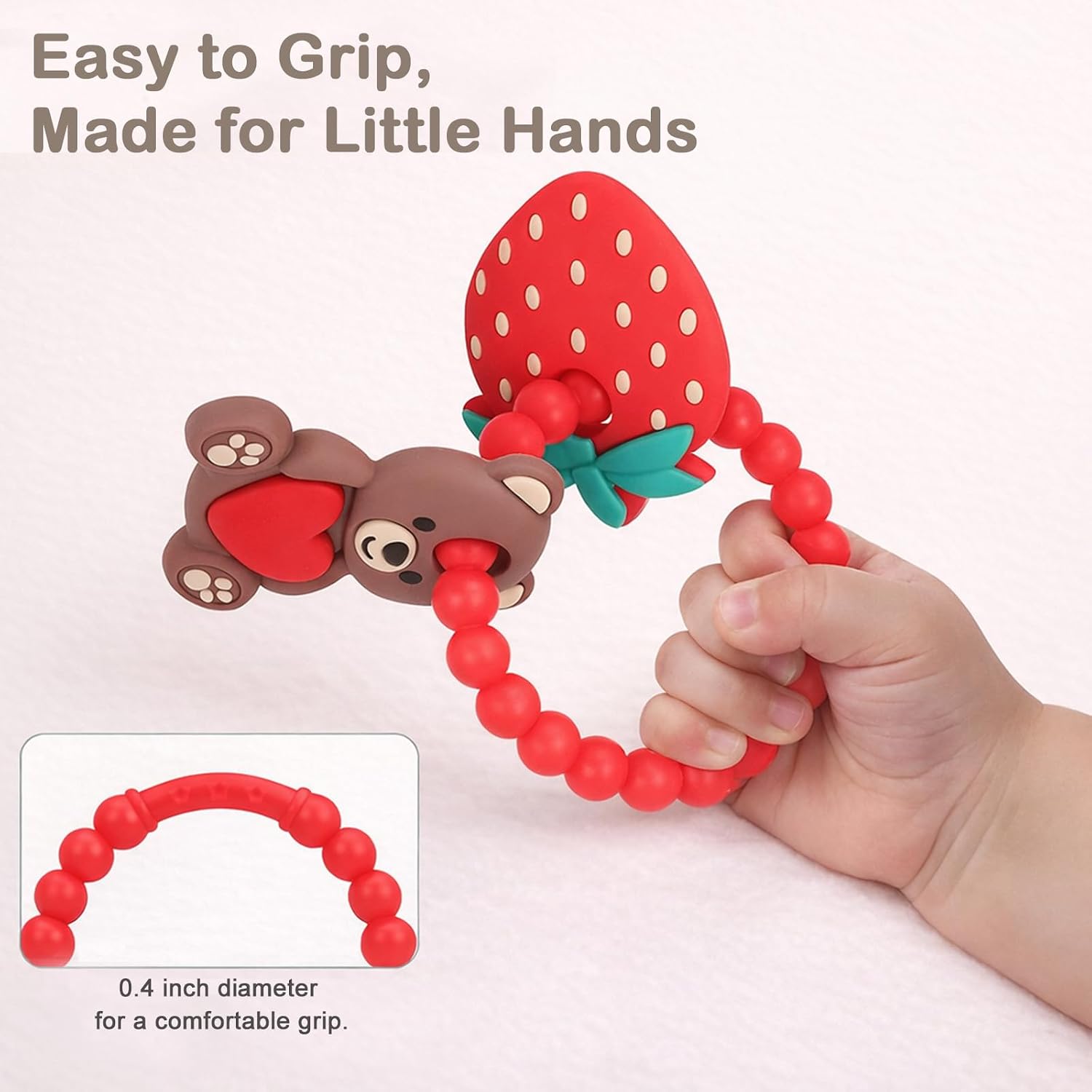 Thumbnail 4 de Valentine’s Baby Teething Toys, Silicone Teddy Bear & Strawberry Teethers