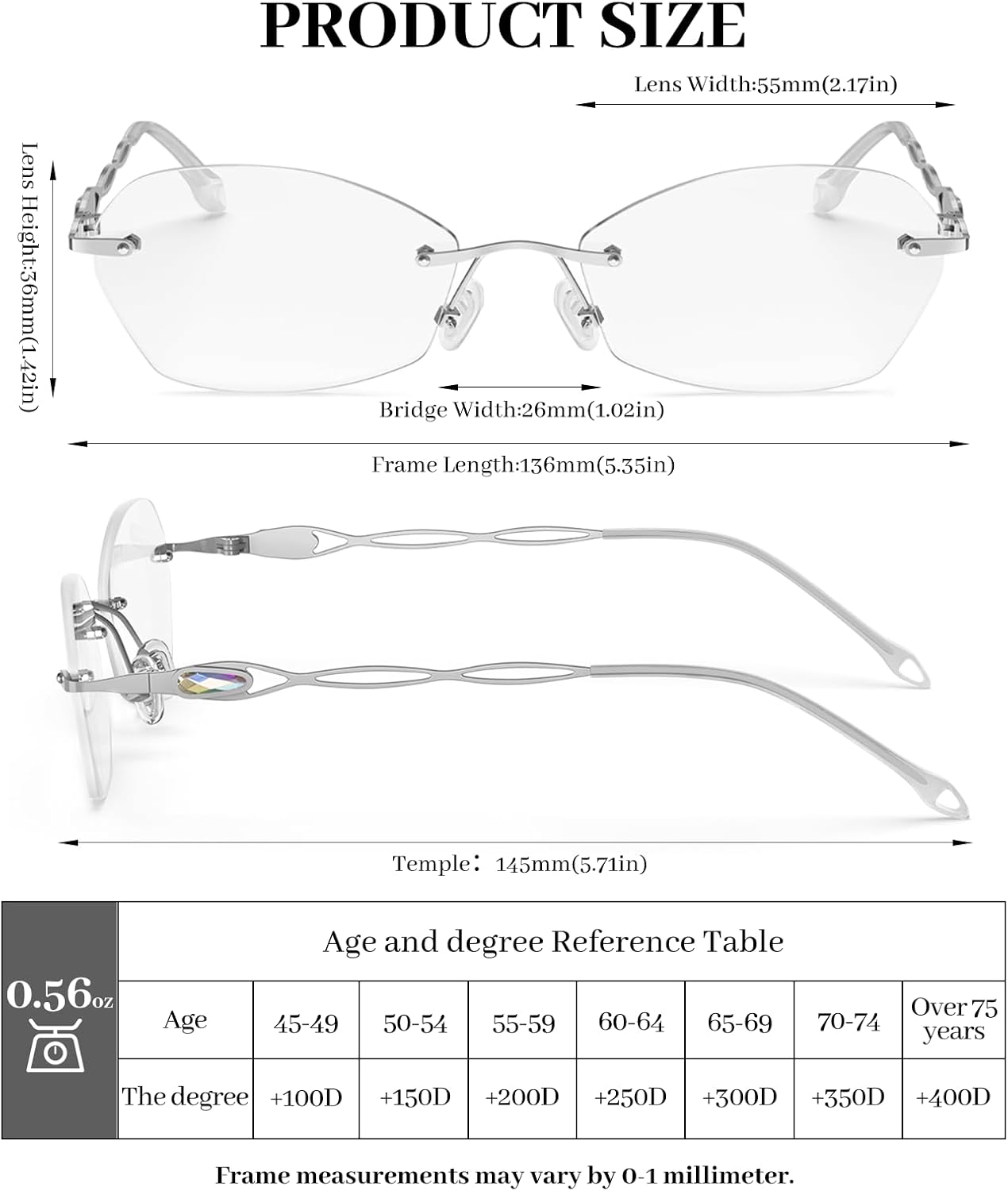 Thumbnail 4 de LUFF Rimless Reading Glasses for women and men – blue light blocking lightweight metal computer readers
