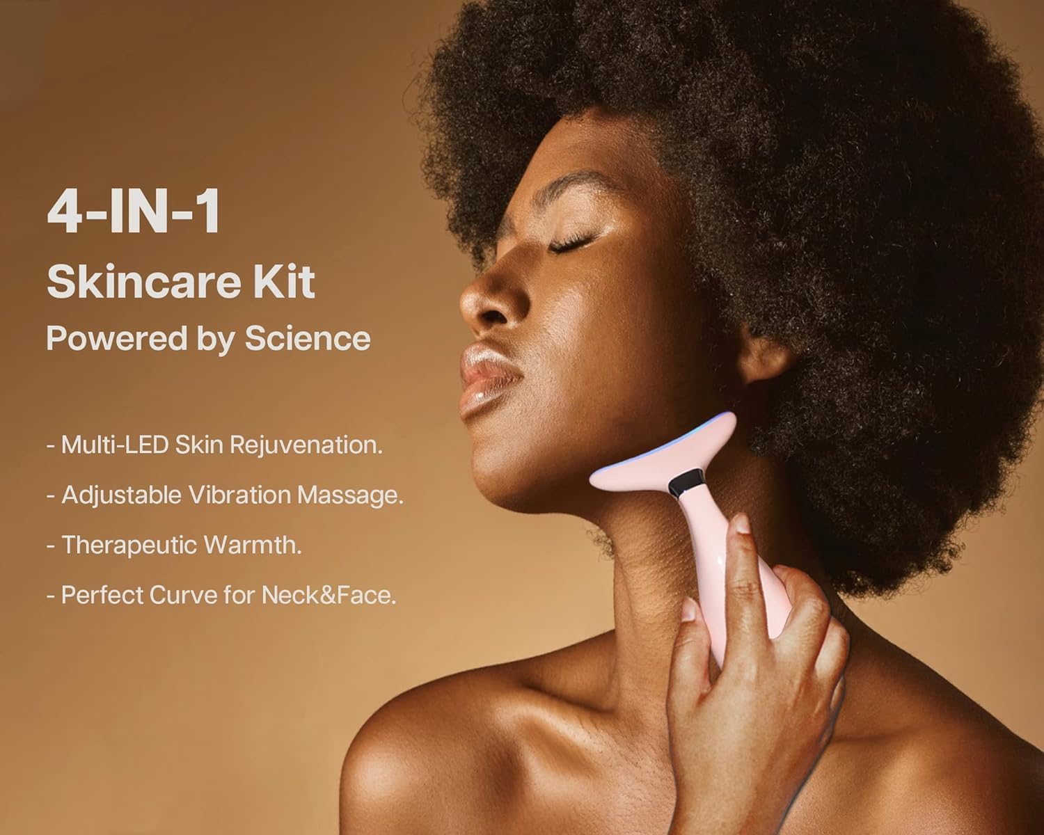 Detalle de VRAIKO Lily Neck massage du visage – massage du cou avec thérapie thermique, LED triple action et vibration