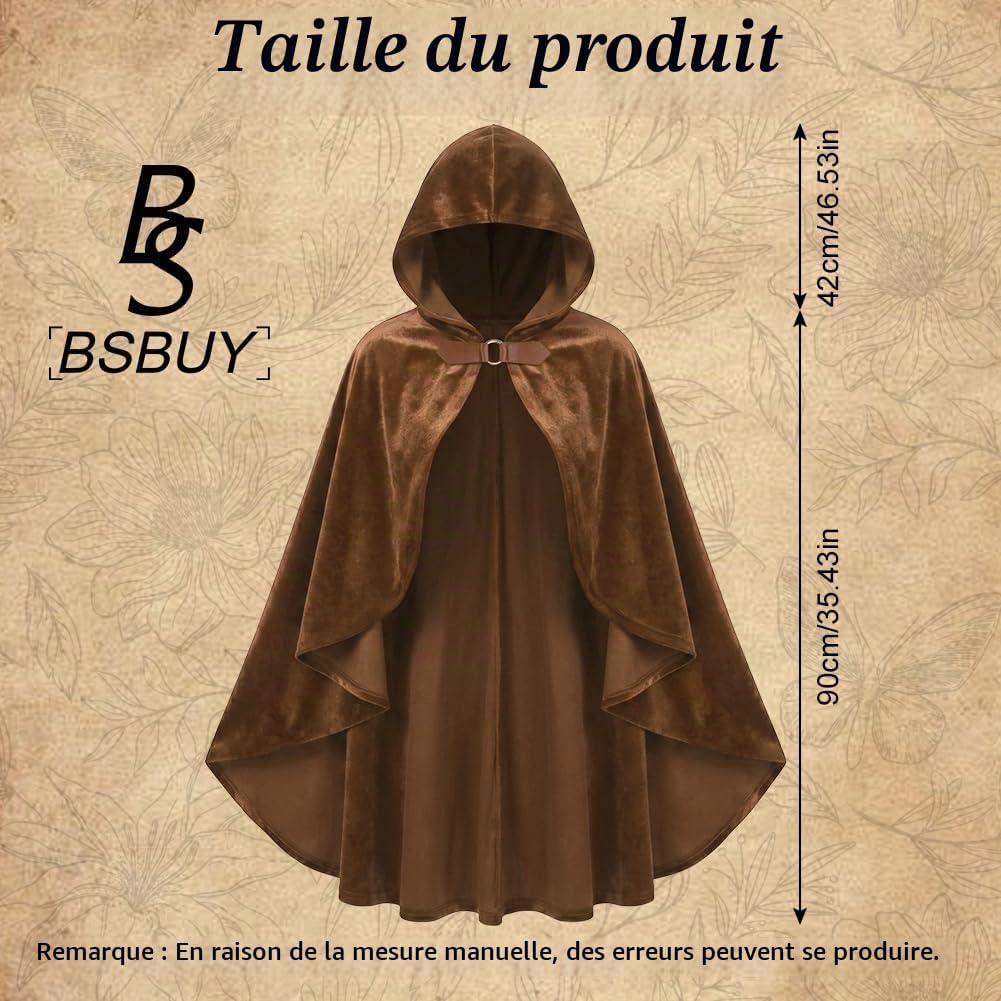 Detalle de BSBUY 5158758 cape met capuchon, 90 cm, 100% polyester