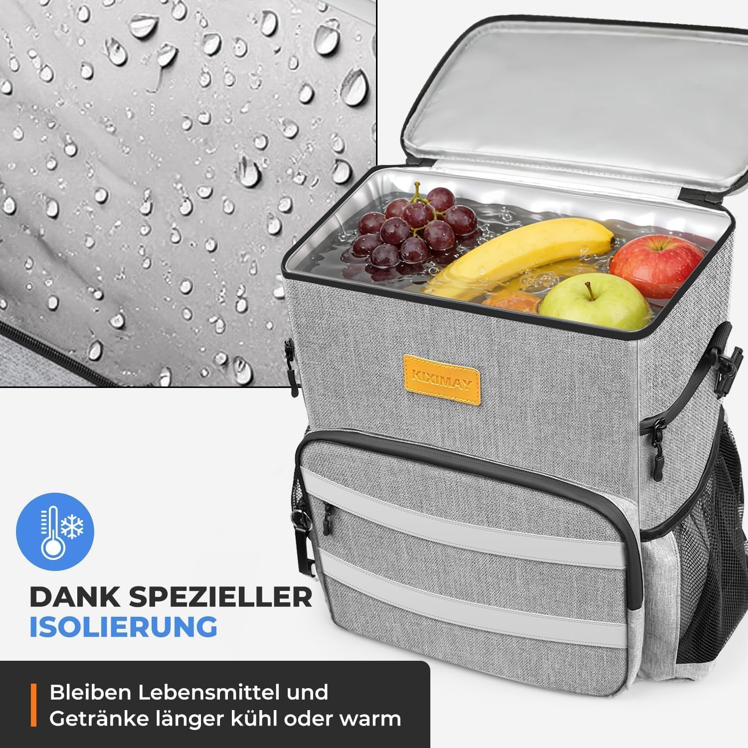 Detalle de kiximay 30L Kühltasche – Premium isolierte Kühlbox, faltbar, wasserdicht und vielseitig einsetzbar