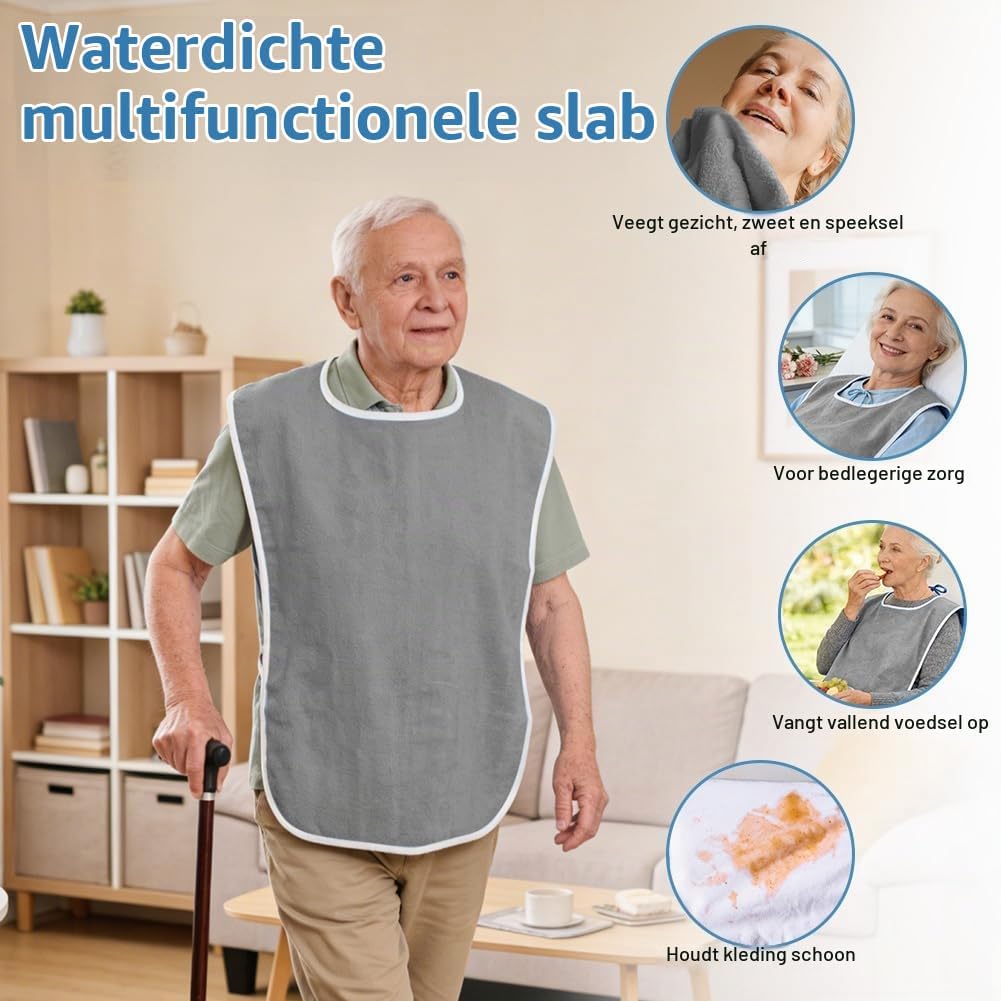 Detalle 2 de Aolso slabbetjes voor volwassenen, 2-pack van badstof, 72 × 44 cm