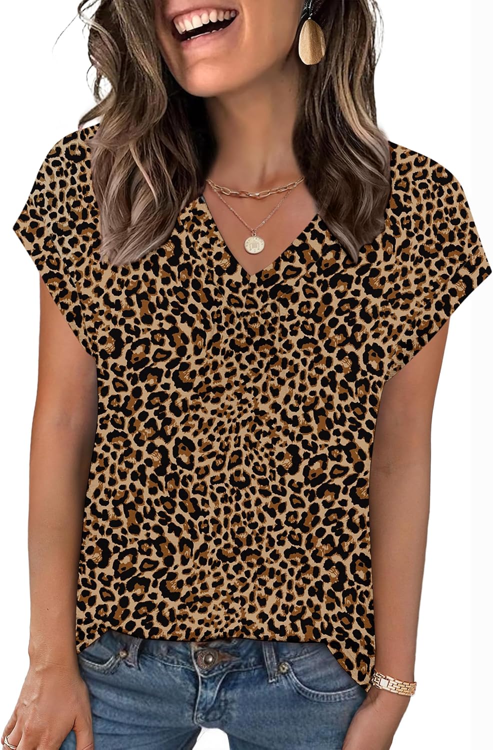 Thumbnail 1 de Zeagoo Women’s Short Sleeve V-Neck Tops: Summer Dressy Casual Blouses