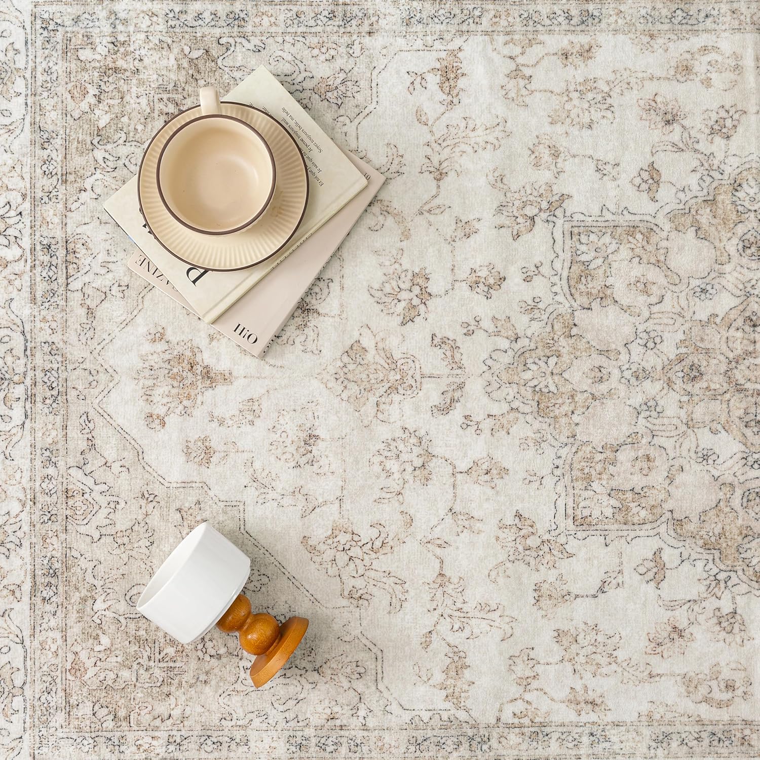 Thumbnail 5 de Tapis PureCozy Vintage 200x300 cm beige avec envers antidérapant