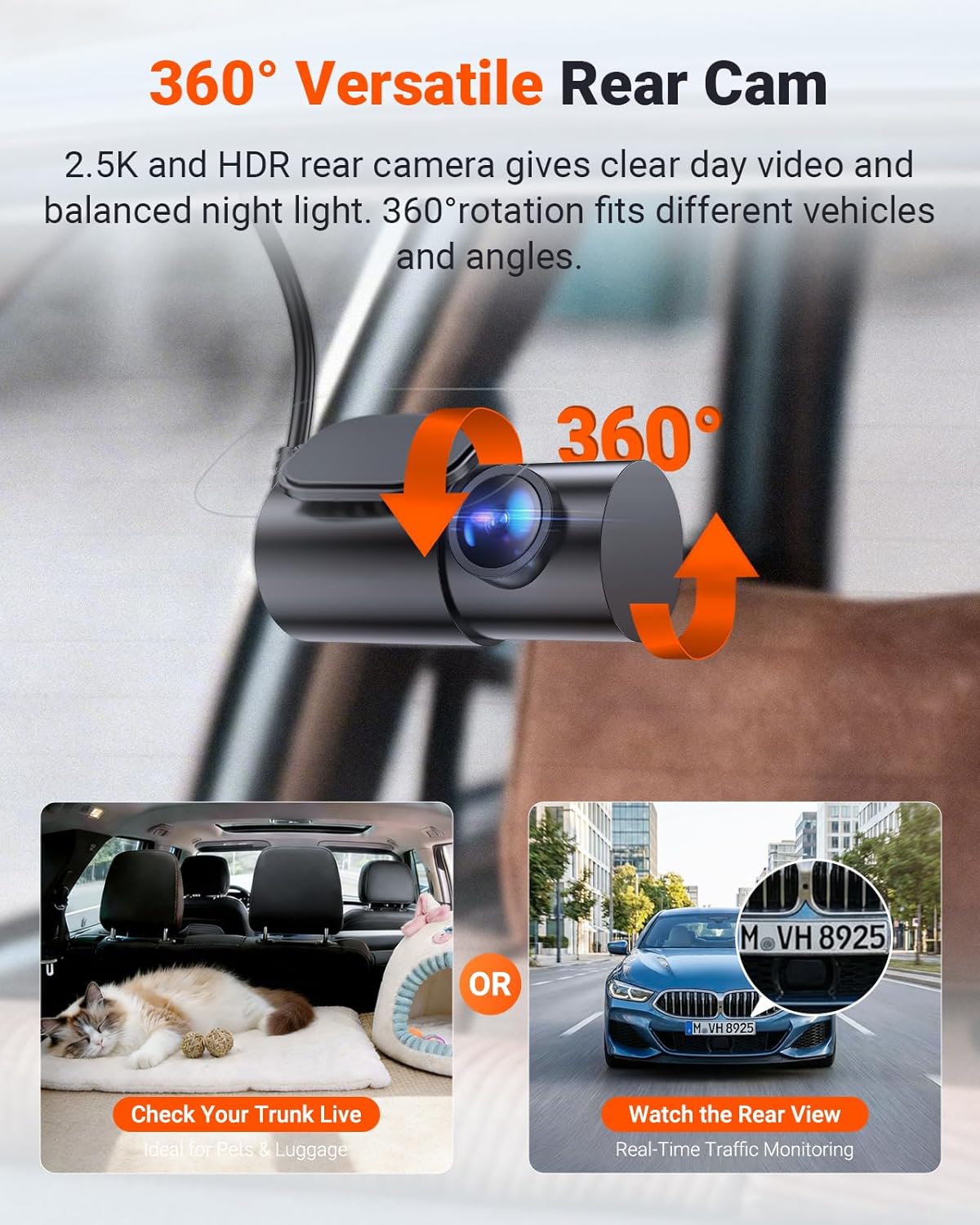 Thumbnail 5 de Vantrue N4S 3-Channel Dash Cam with STARVIS 2 Night Vision, PlatePix, Wi-Fi, and GPS (Front + Rear + Inside)