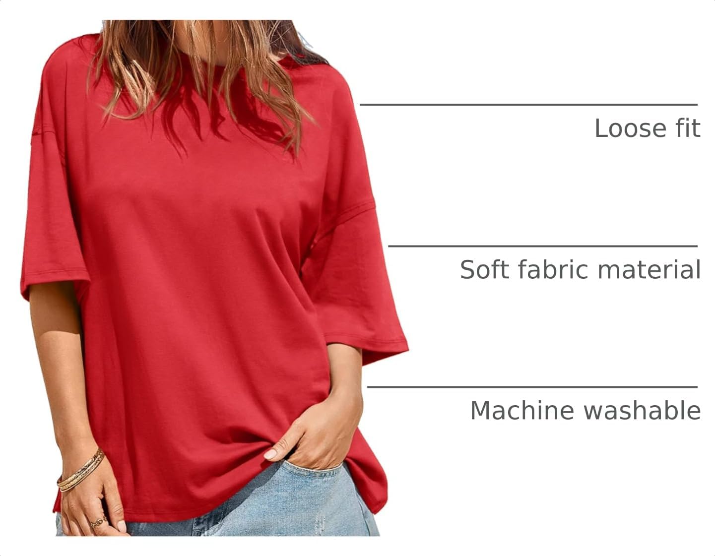 Detalle de Tankaneo Women's Oversized Summer Tee: Eco-Friendly, Drop-Shoulder Comfort