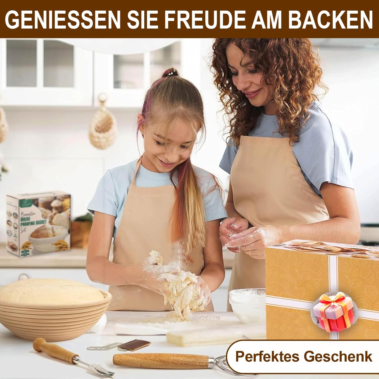 Thumbnail 6 de HELISAN 21-teiliges Sauerteig Starter Set mit 2 Gärkörbchen (23 cm rund & 25 cm oval) und 900-ml Glasgefäß