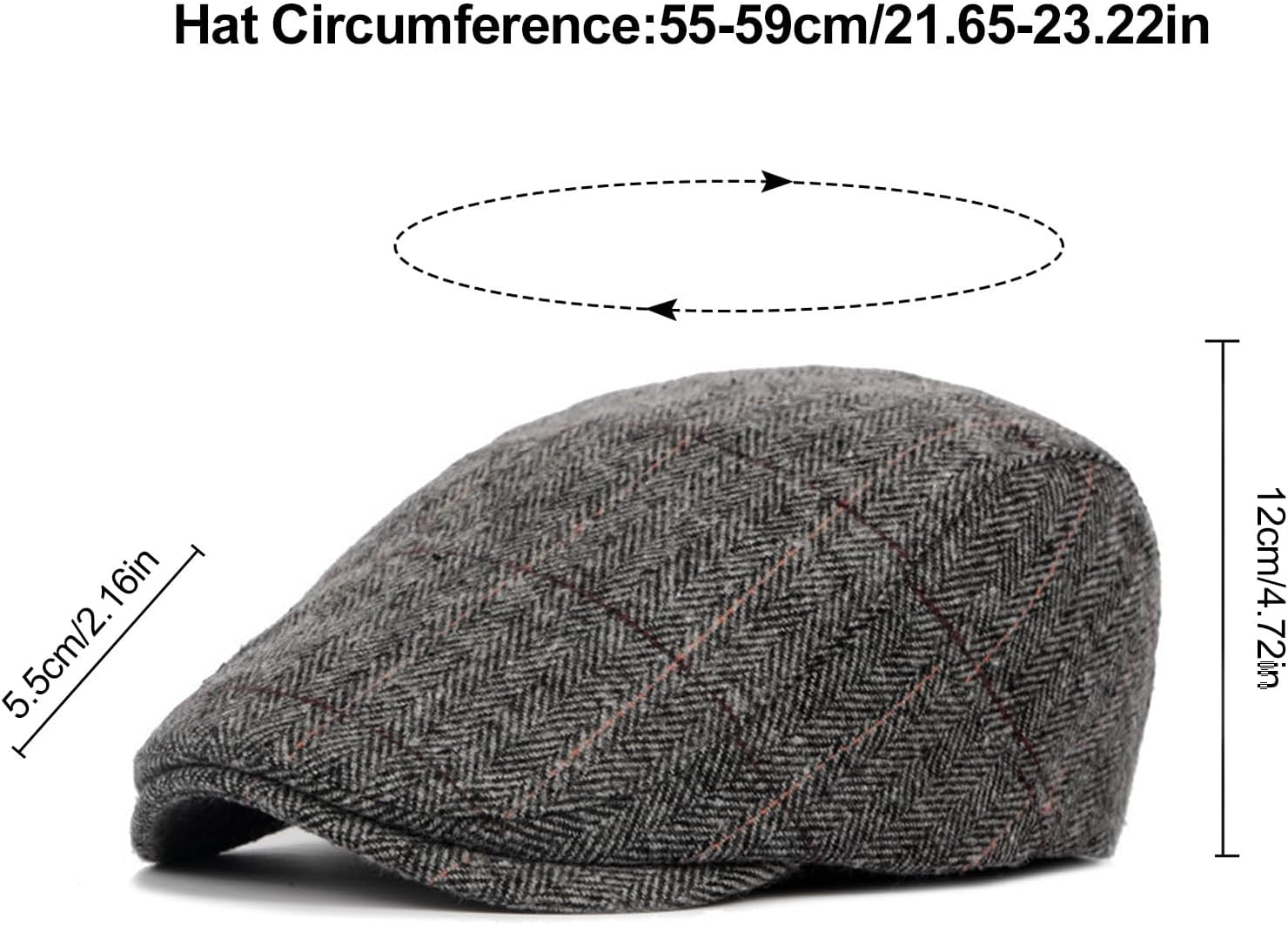 Thumbnail 1 de YAMEIZE Retro Flat Cap for Men (Baker Boy / Ivy Adjustable Newsboy Hat) in Cotton