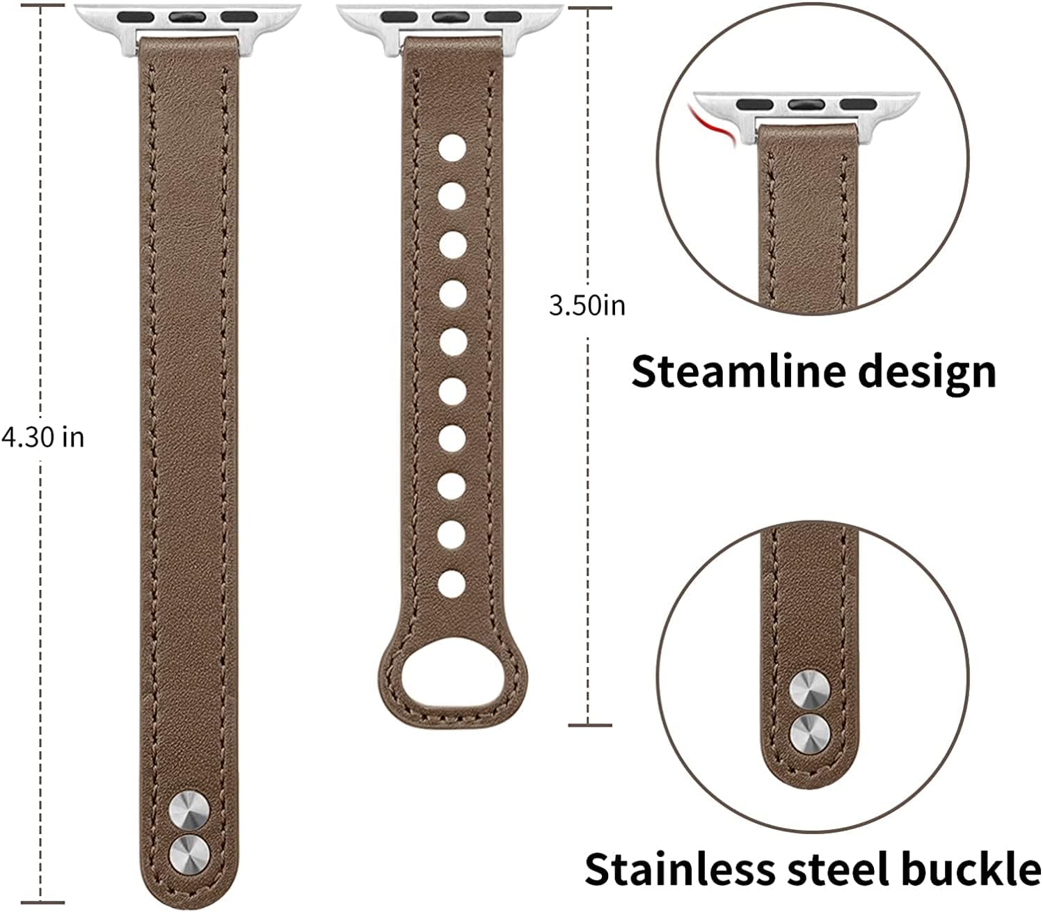Thumbnail 2 de segoo Genuine Leather Apple Watch band (38–42mm / 49–46–45–44mm) – slim top-grain style strap