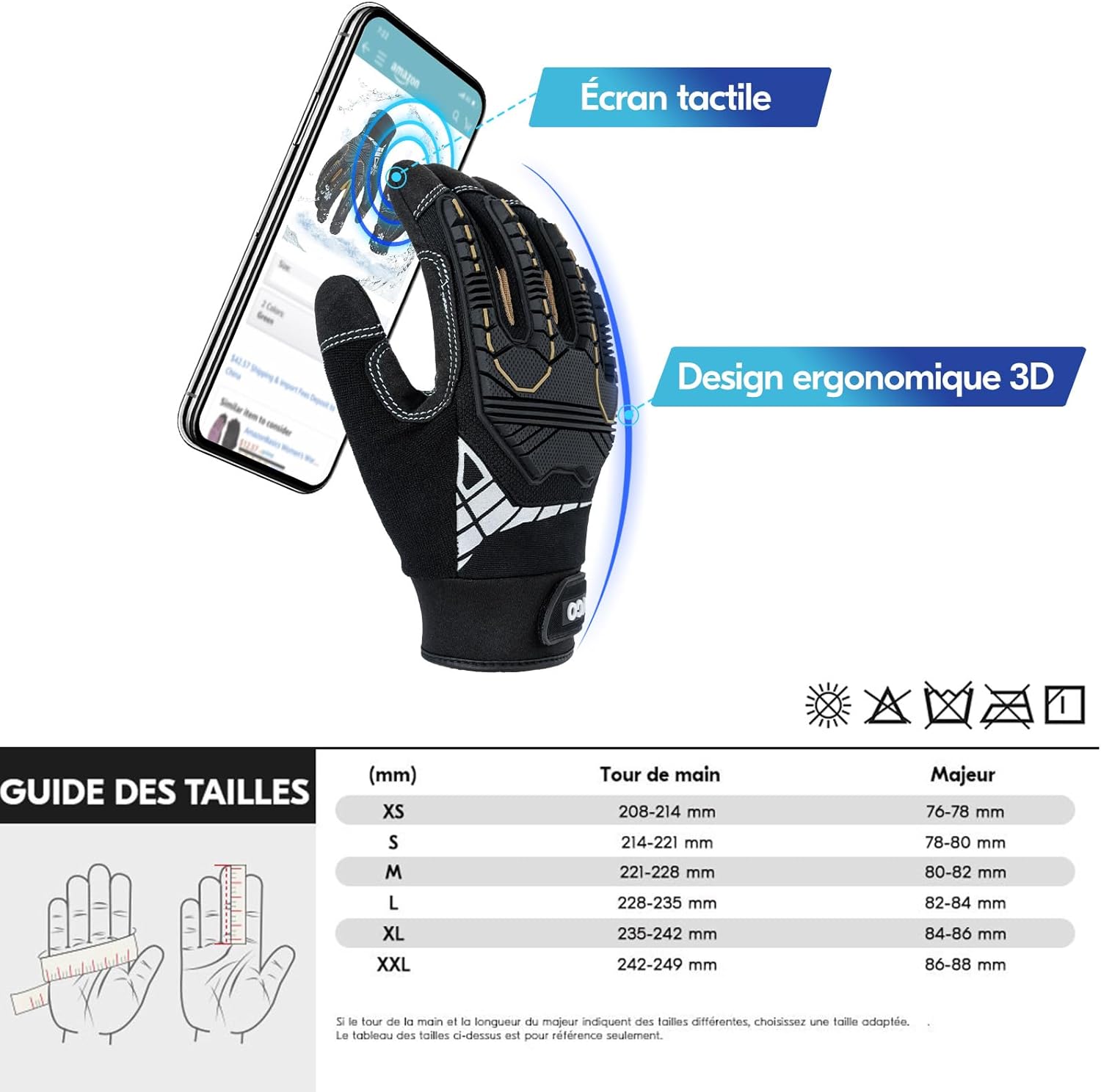 Thumbnail 5 de Vgo... Gants de travail de sécurité anti-vibrations (SL8849) : cuir synthétique, EVA et isolation 3M Thinsulate