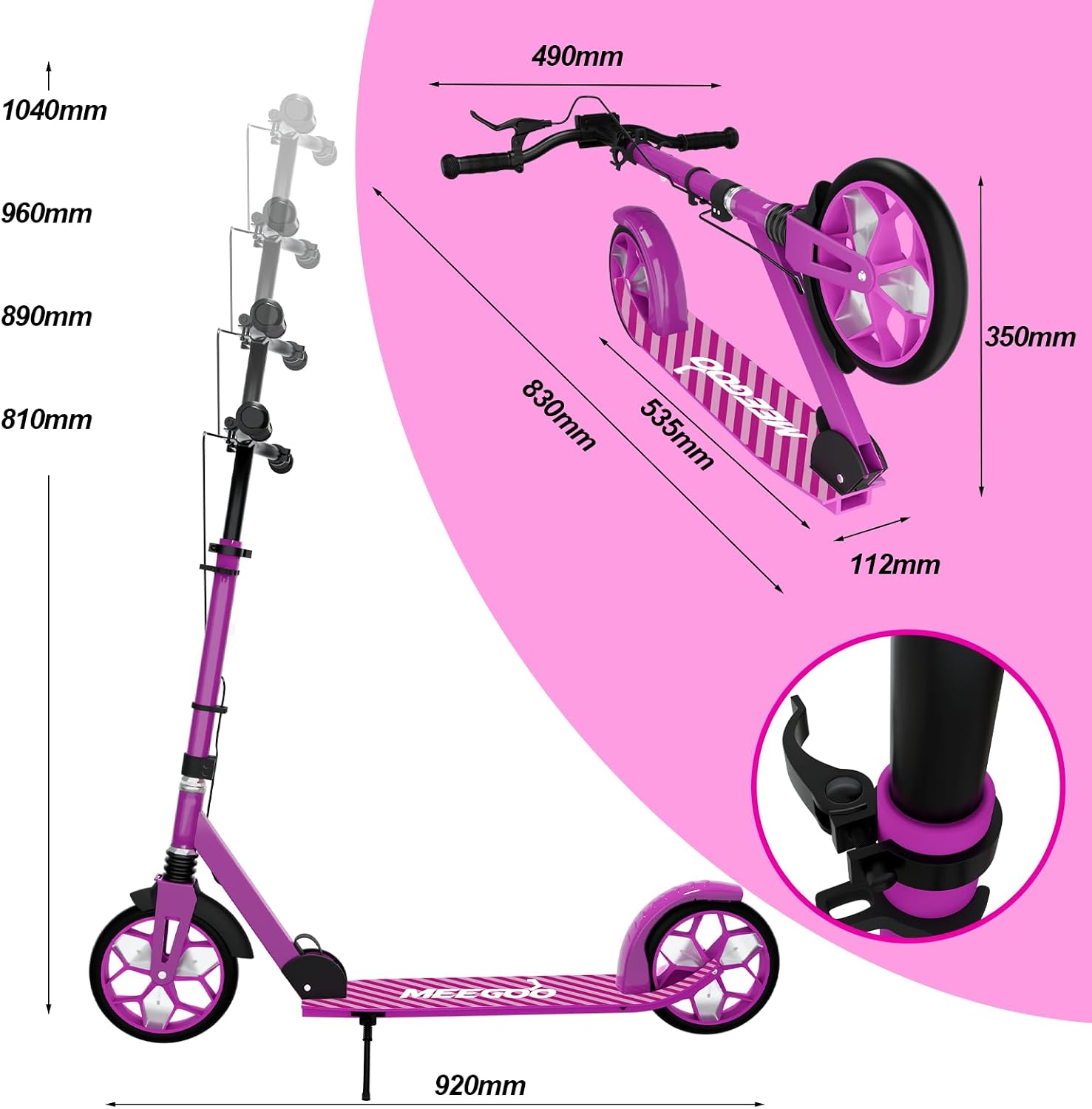 Detalle 2 de MEE GOO Foldable Kick Scooter