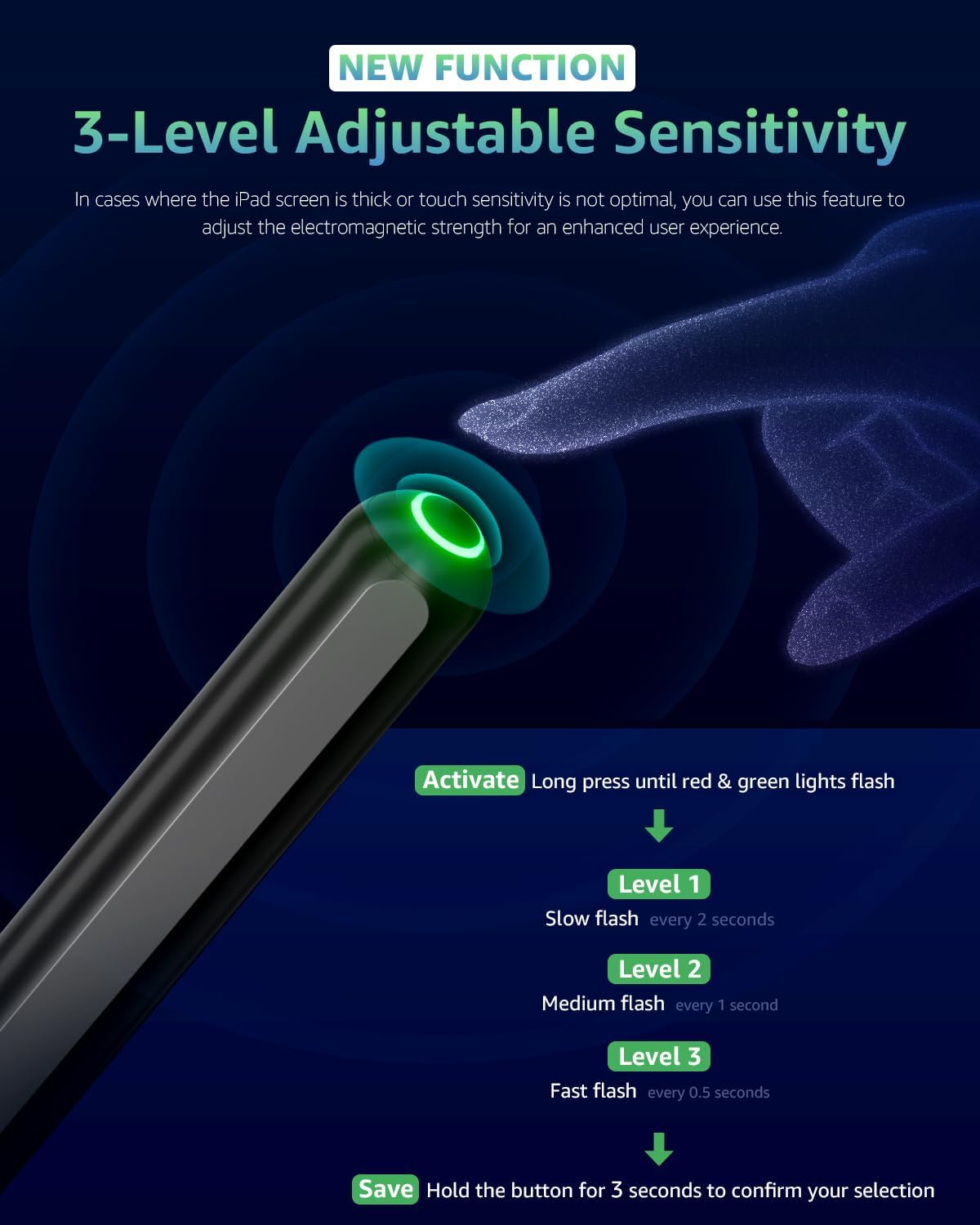 Thumbnail 6 de Demlaies Stylus Pen for iPad – Black (Wireless Charging, 3-Mode Sensitivity)