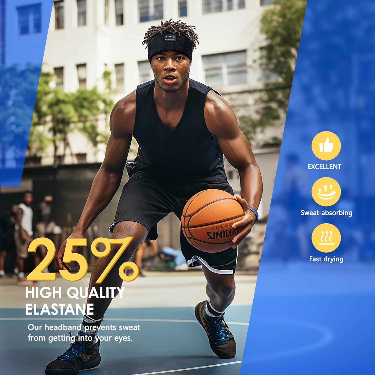 Detalle de ZUMUSEN Sleep Headphones Headband Bluetooth 5.4: 6-in-1 comfort for sleep, sport and everyday use